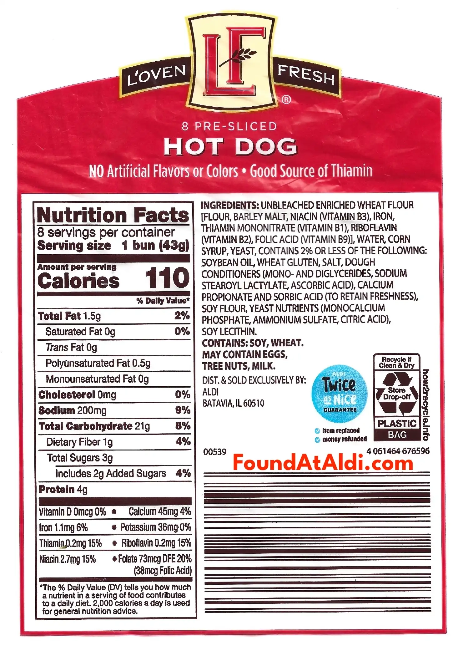 L'oven Fresh Hot Dog Buns Ingredients Nutrition Facts