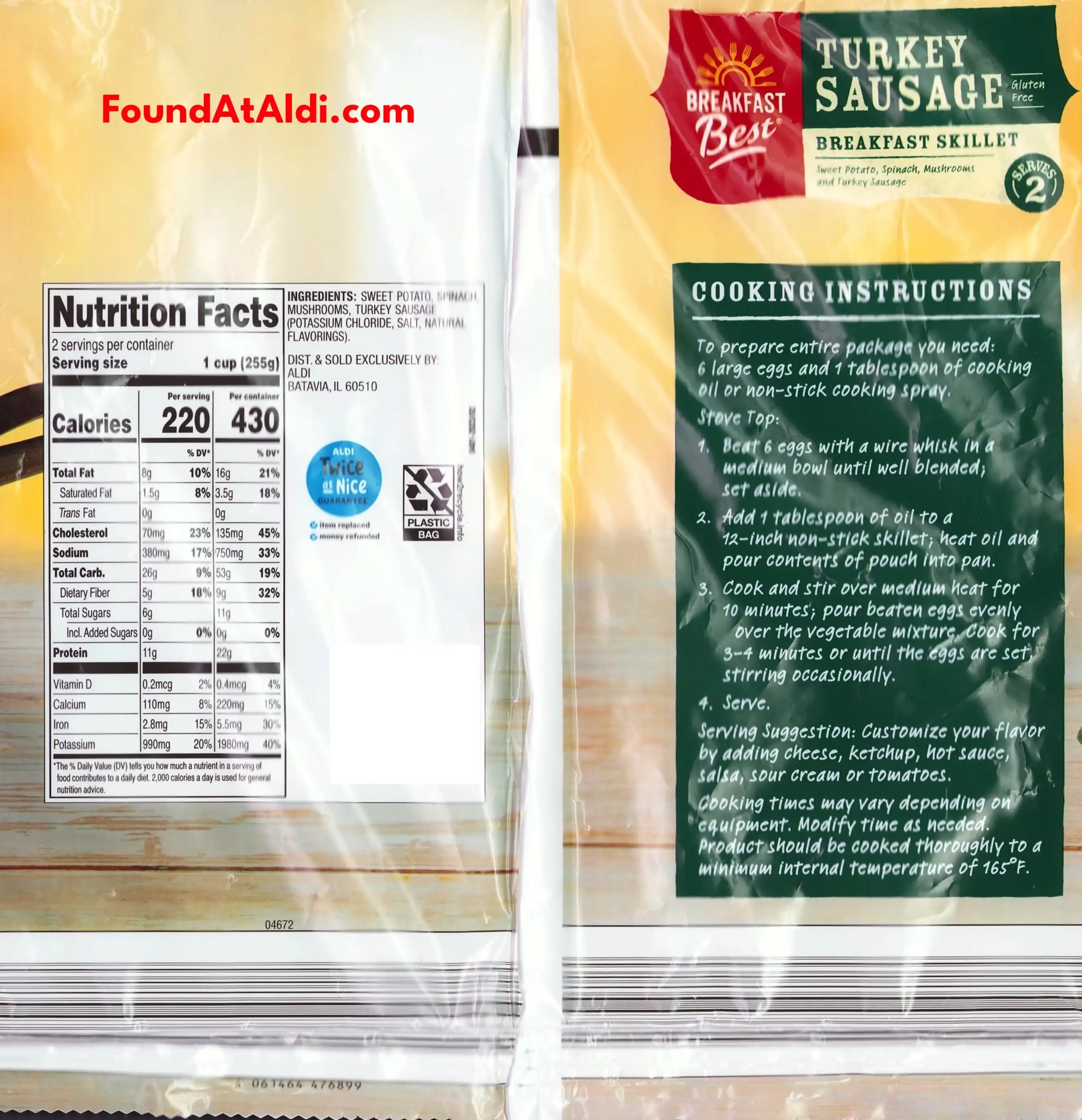 Breakfast Best Turkey Sausage Skillet Ingredients Nutrition Facts Cooking Directions