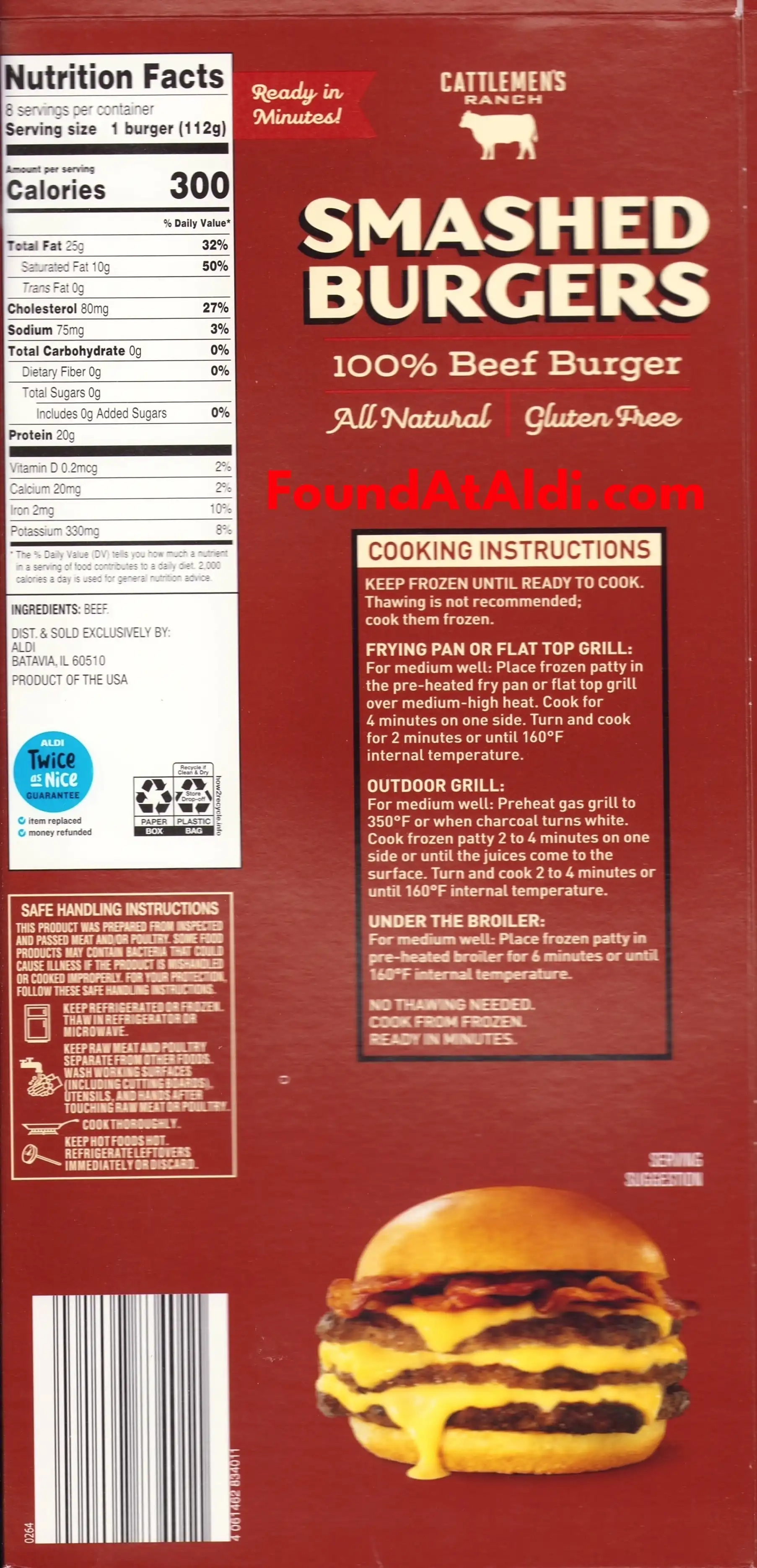 Cattlemen's Ranch Smashed Burgers Ingredients Nutrition Facts Cooking Directions