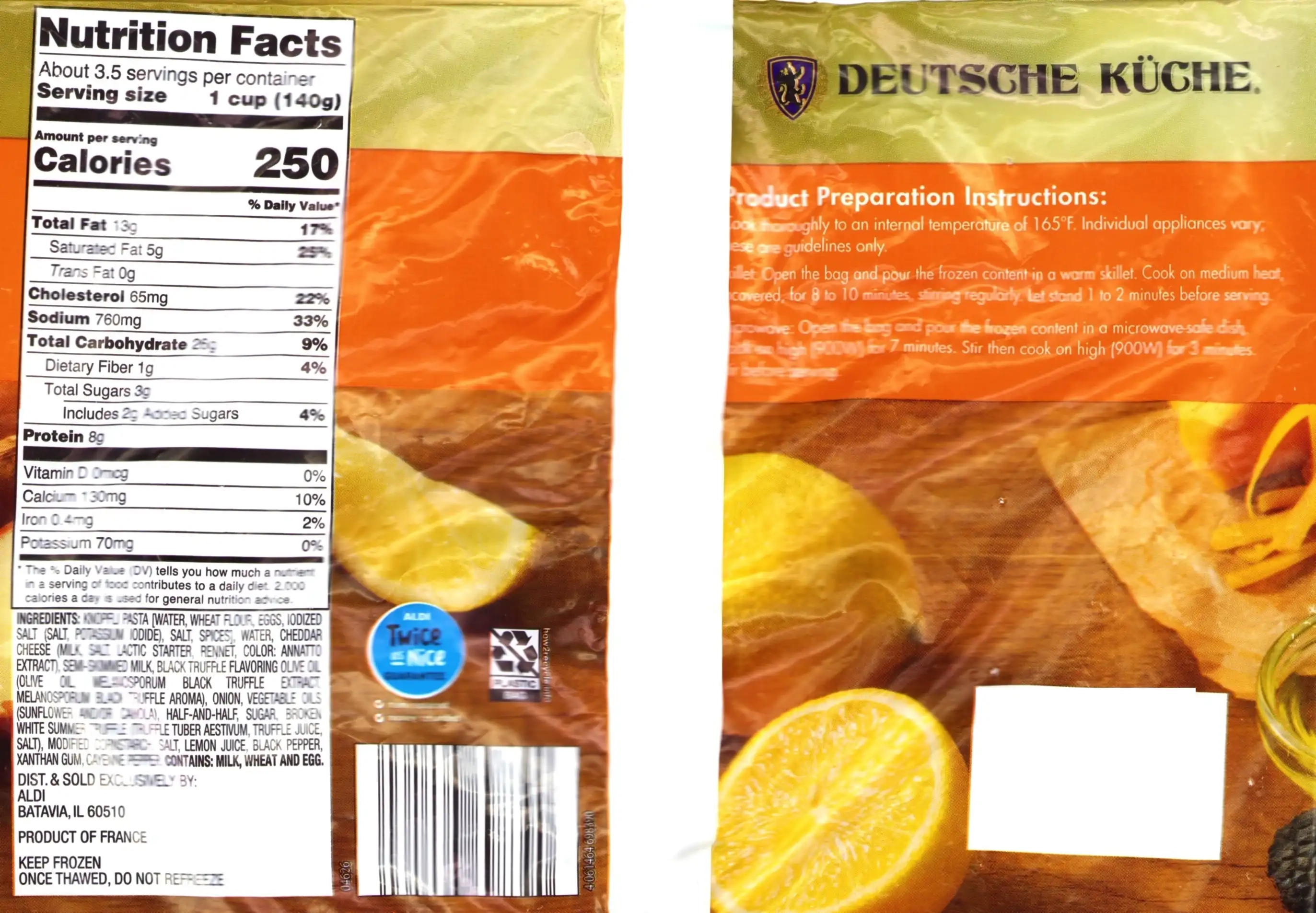 Deutsche Kuche Cheese Truffle Knopfli Frozen Ingredients Cooking Directions Nutrition Facts