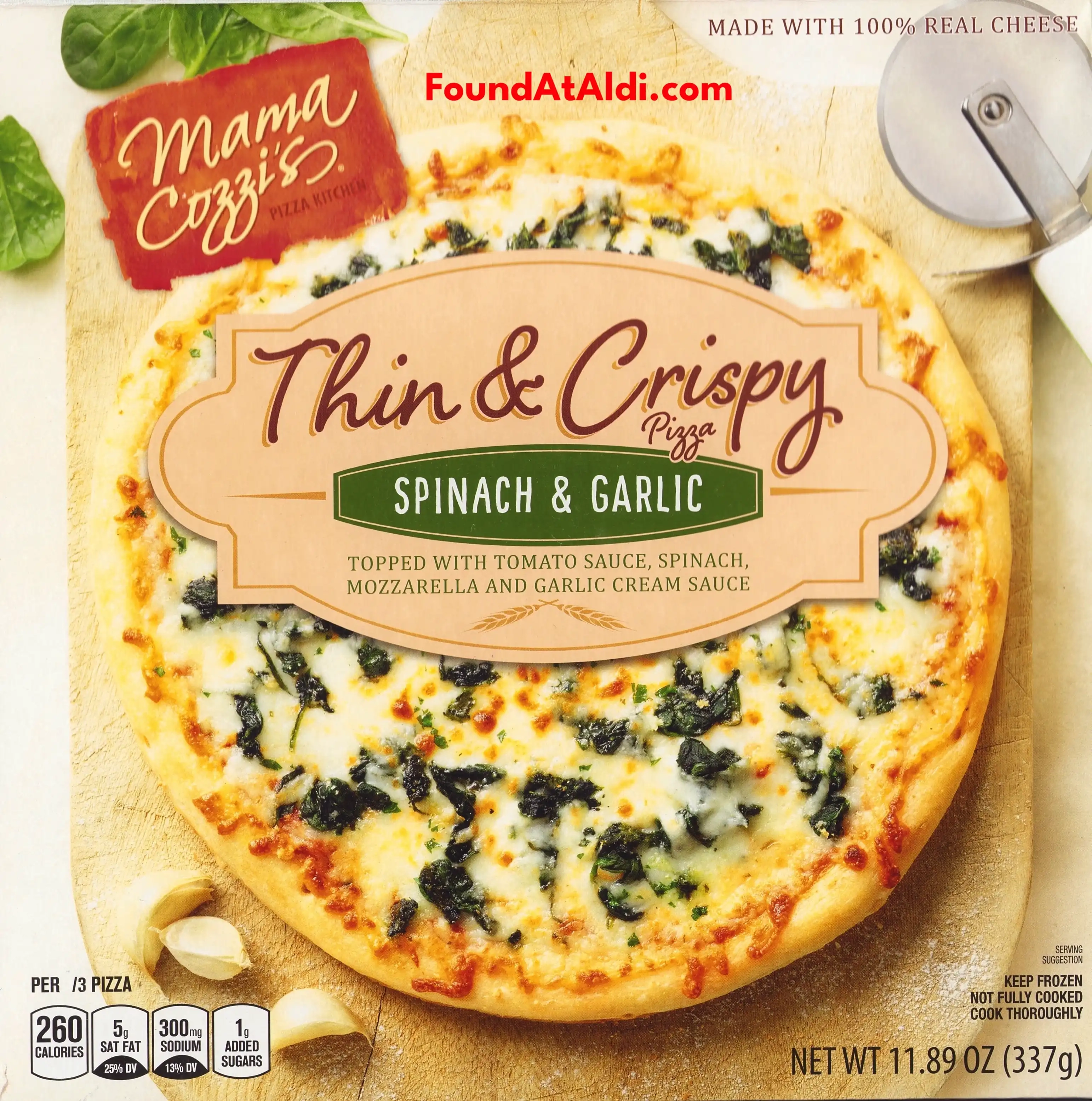 Mama Cozzi's Thin & Crispy Spinach & Garlic Pizza