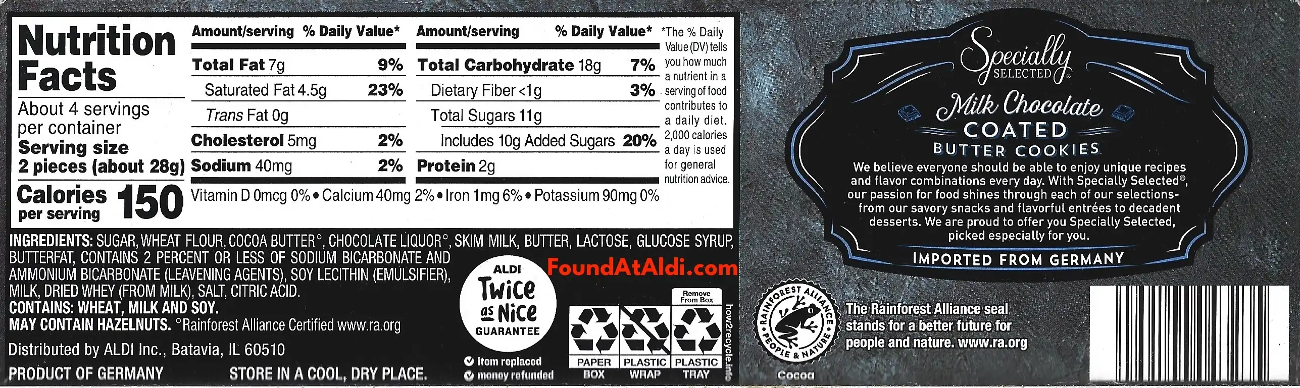 Specially Selected Milk Chocolate Coated Butter Cookies Ingredients Nutrition Facts