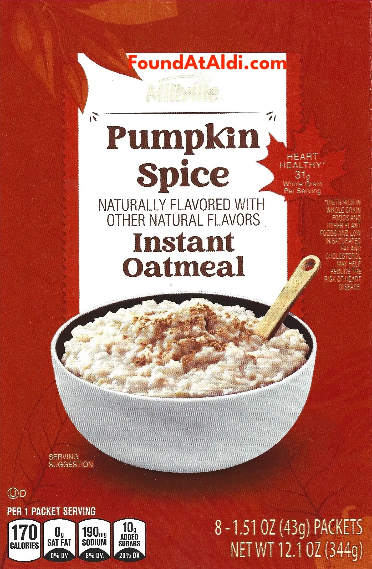 Millville Pumpkin Spice Instant Oatmeal