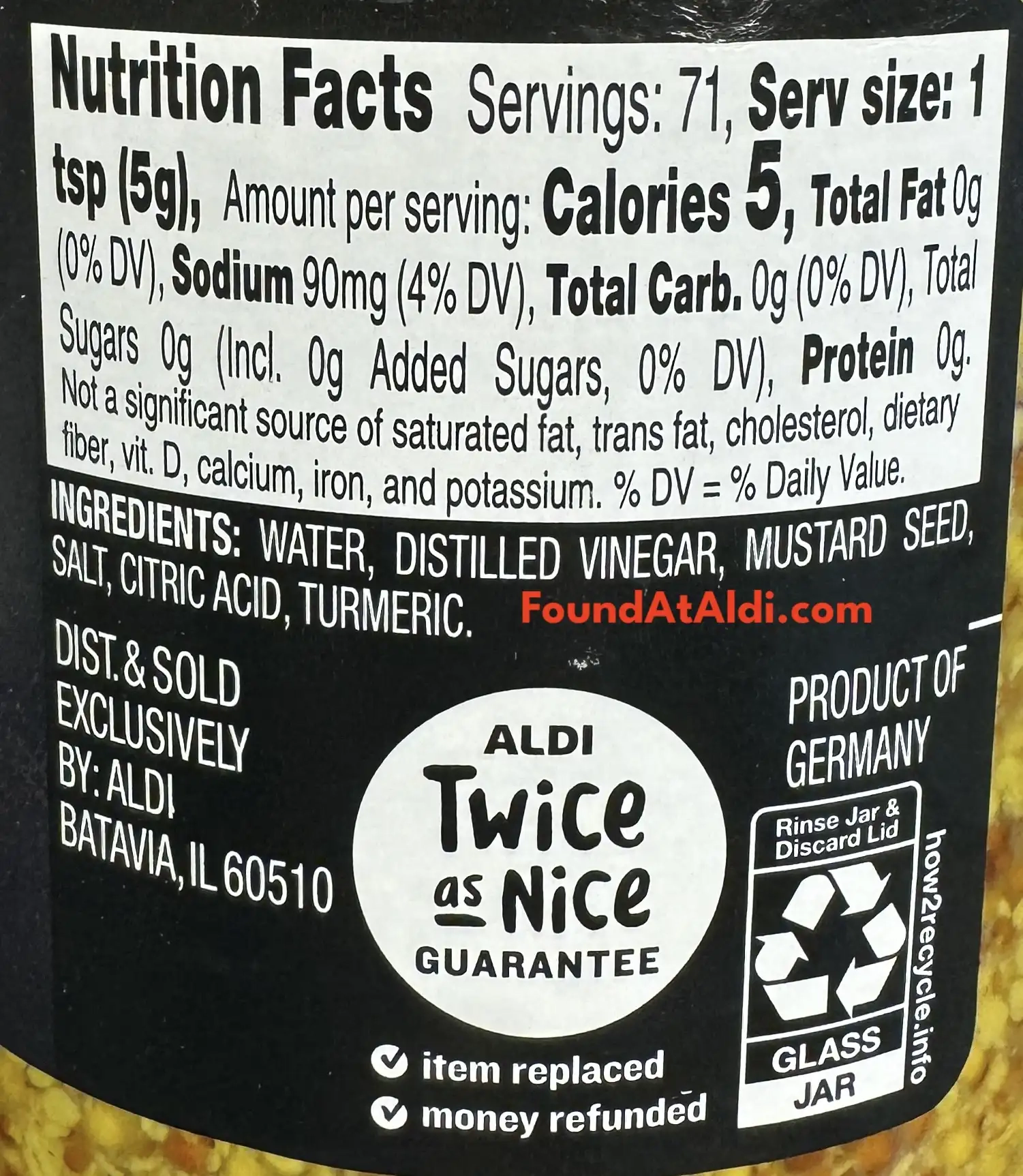 Specially Selected Whole Grain Mustard Ingredients Nutrition Facts