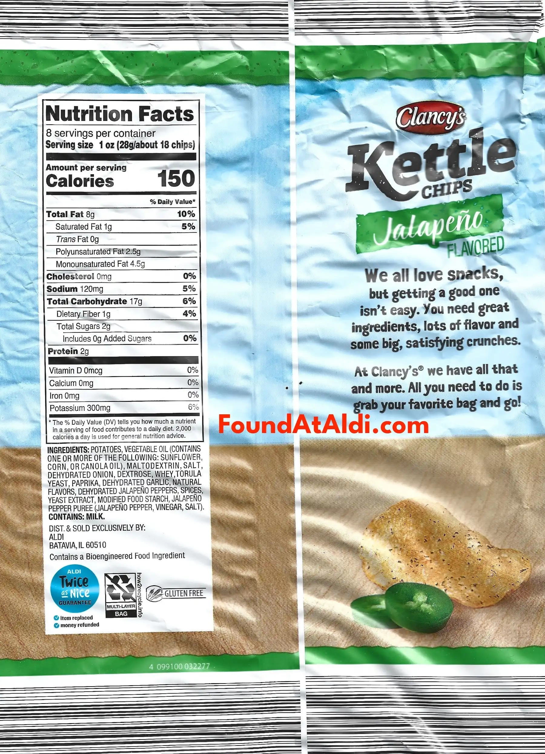 Clancy's Kettle Chips Jalapeno Flavored Ingredients Nutrition Facts