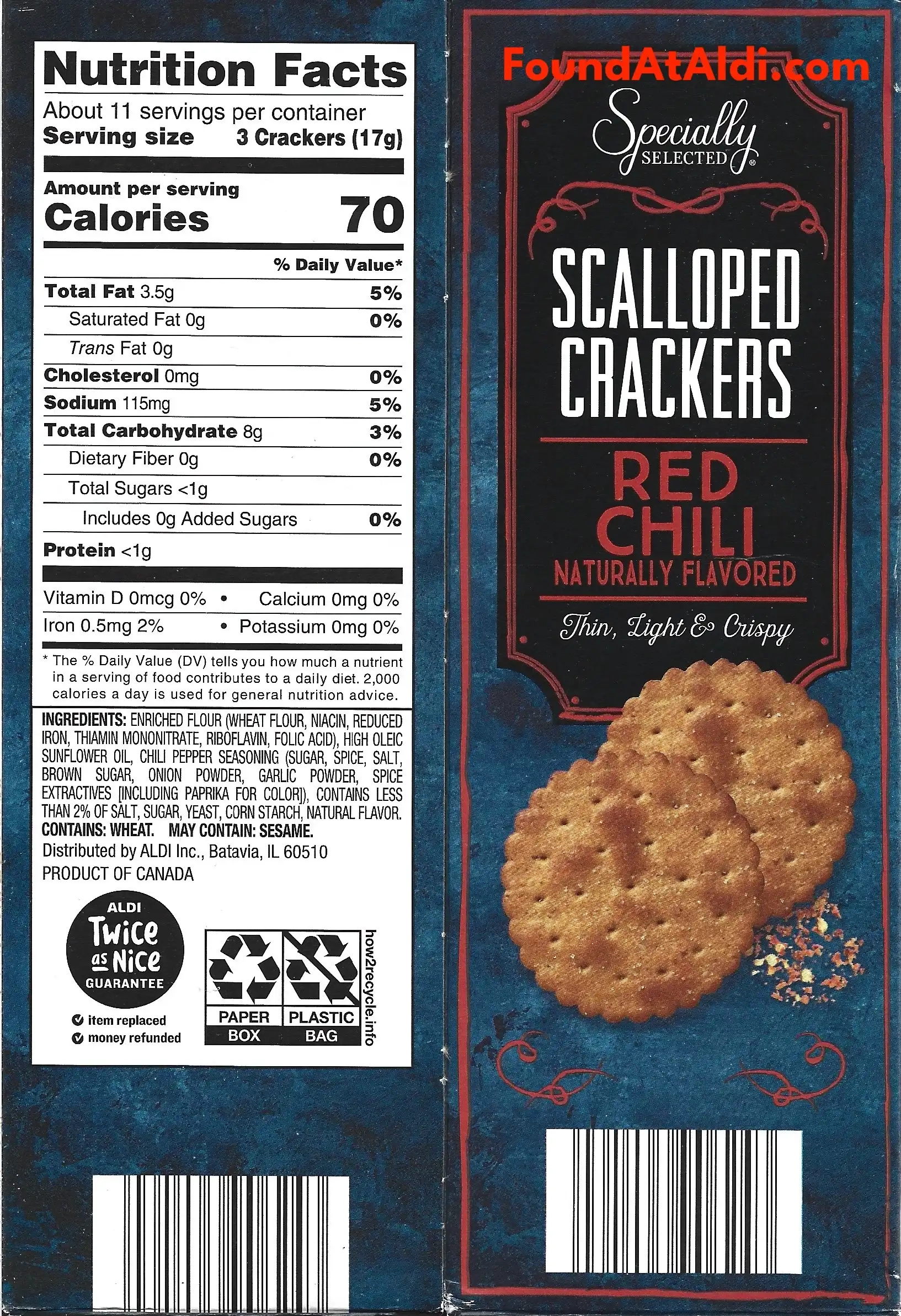 Specially Selected Scalloped Crackers Red Chili Ingredients Nutrition Facts