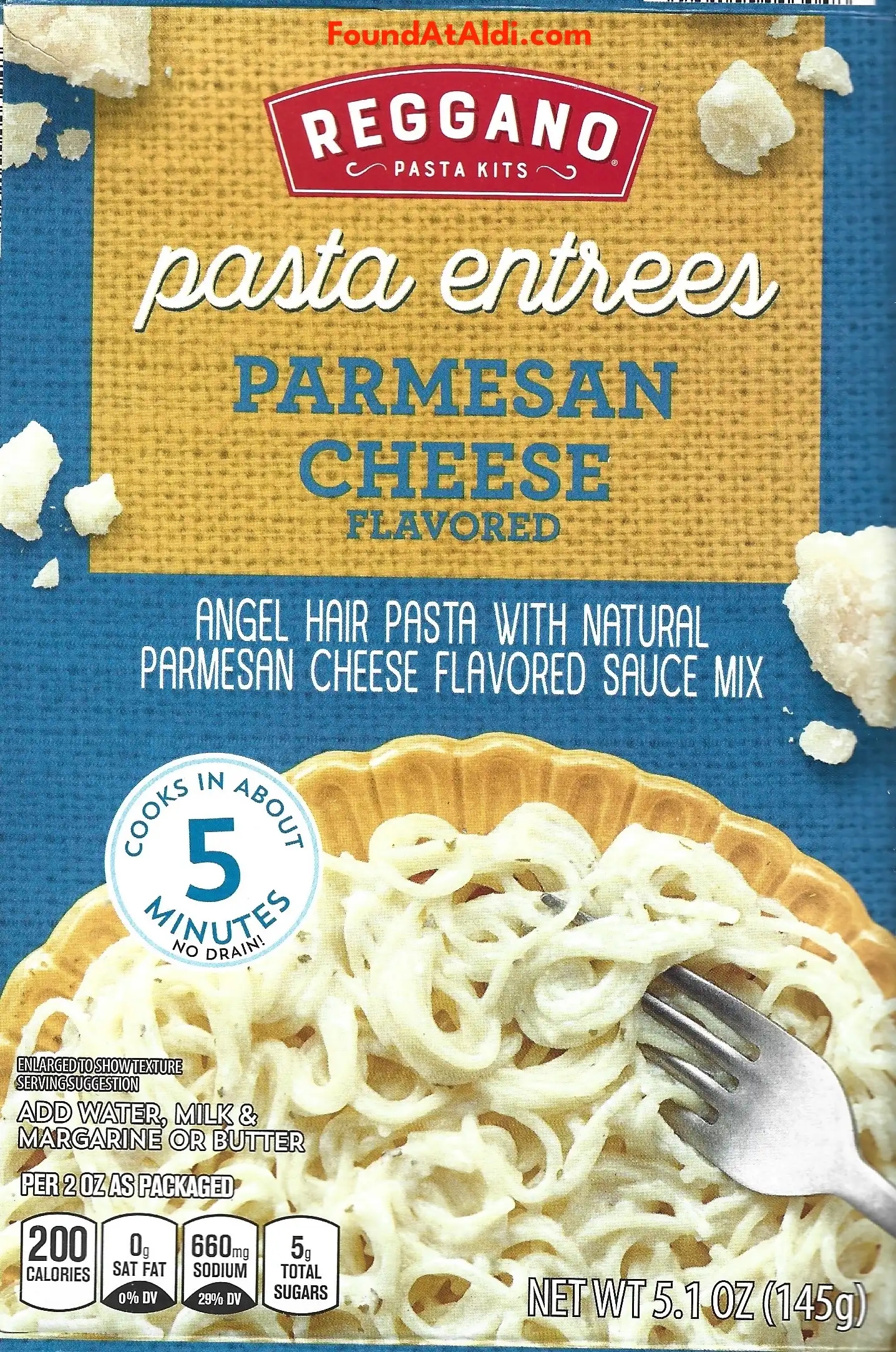 Reggano Pasta Entrees Parmesan Cheese Flavored