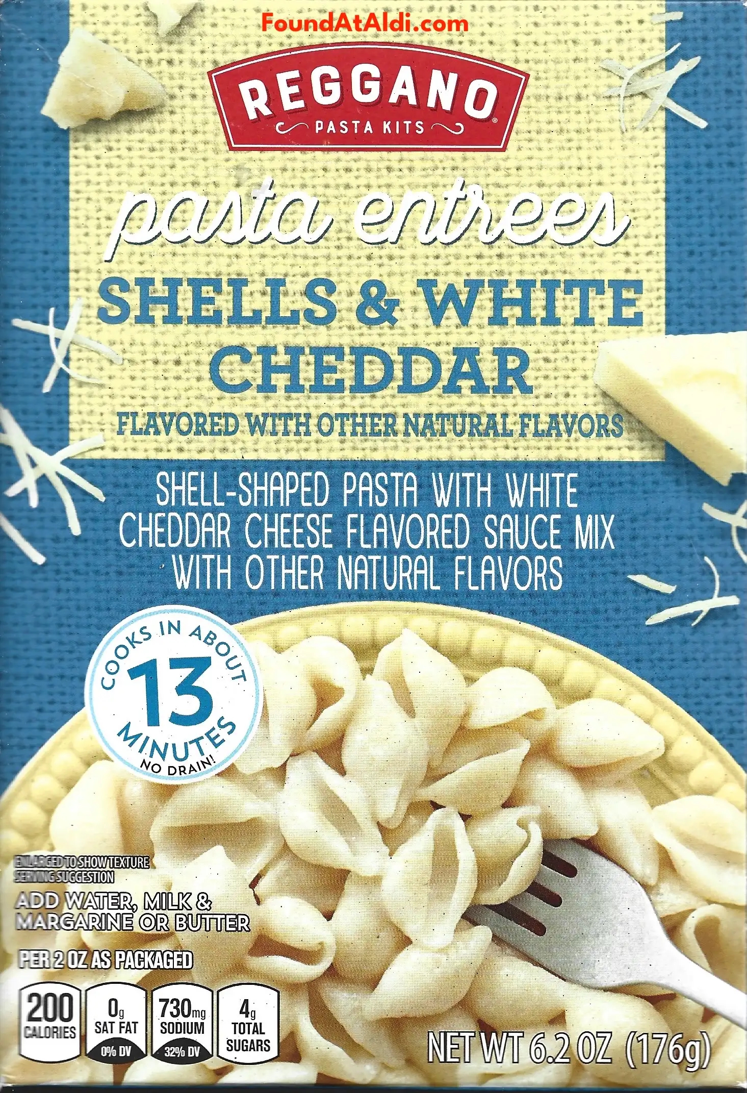 Reggano Pasta Entrees Shells & White Cheddar