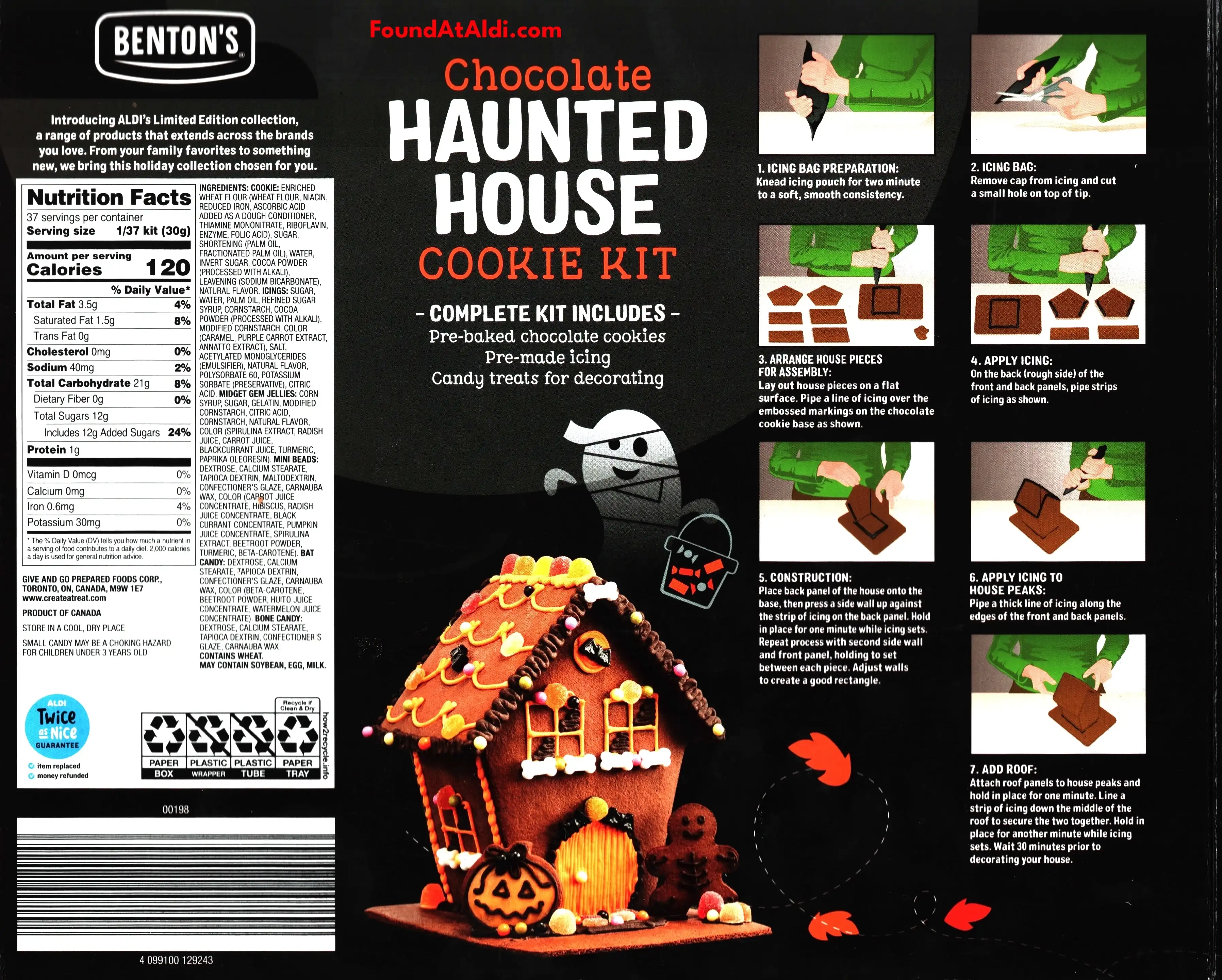 Benton's Chocolate Haunted House Cookie Kit Ingredients Nutrition Facts Directions