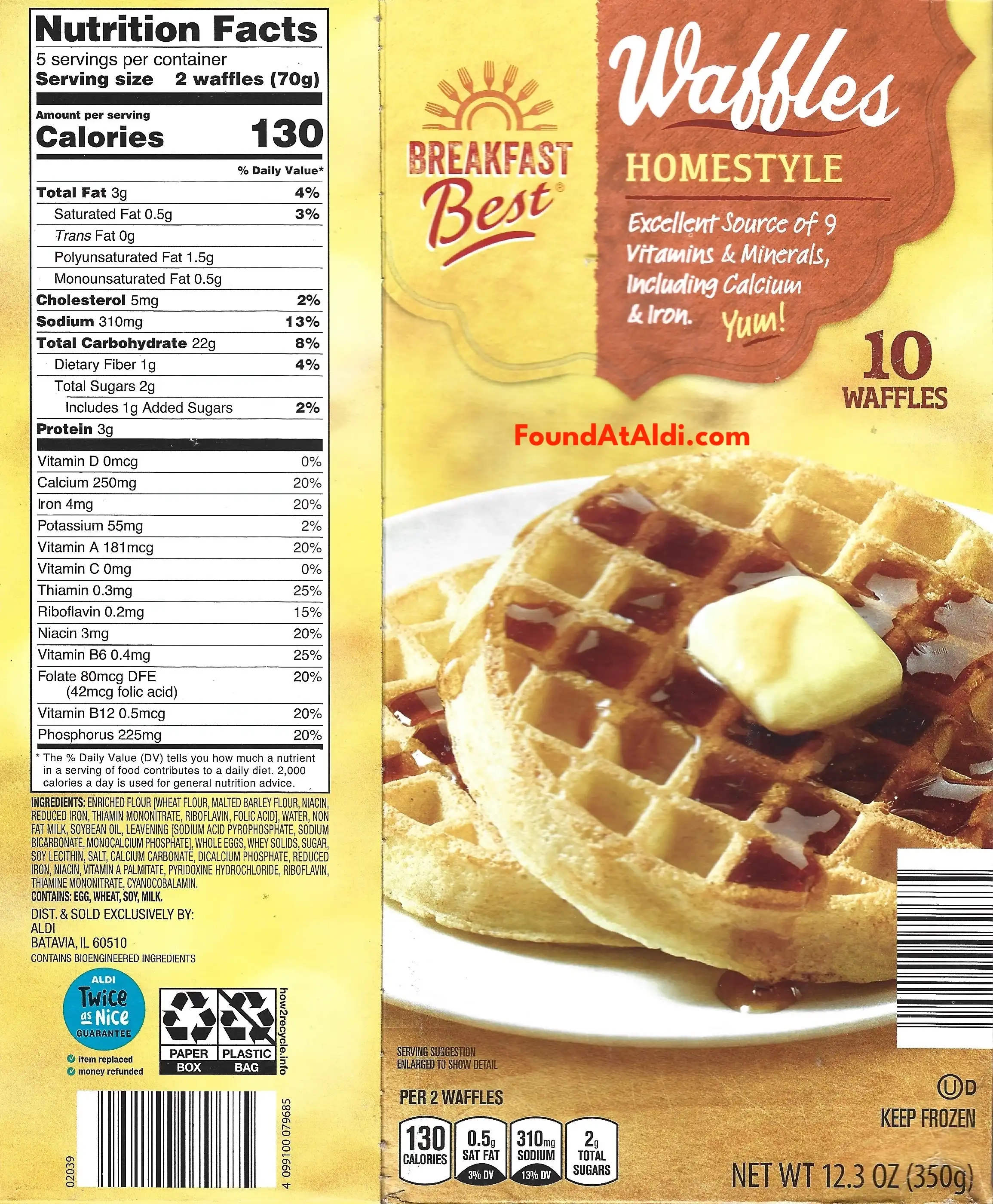 Breakfast Best Homestyle Waffles Ingredients Nutrition Facts