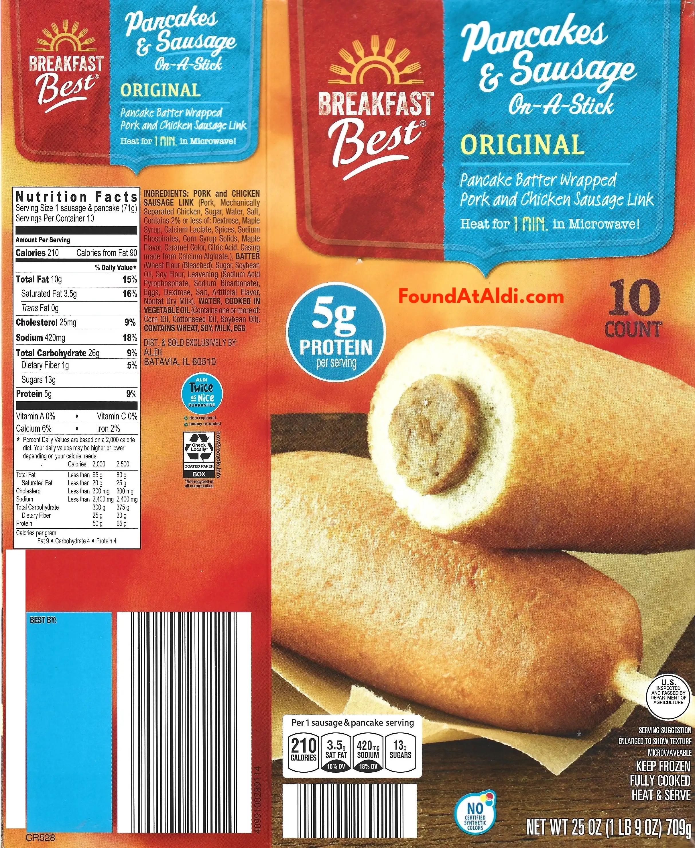 Breakfast Best Pancakes & Sausage On-A-Stick Ingredients Nutrition Facts