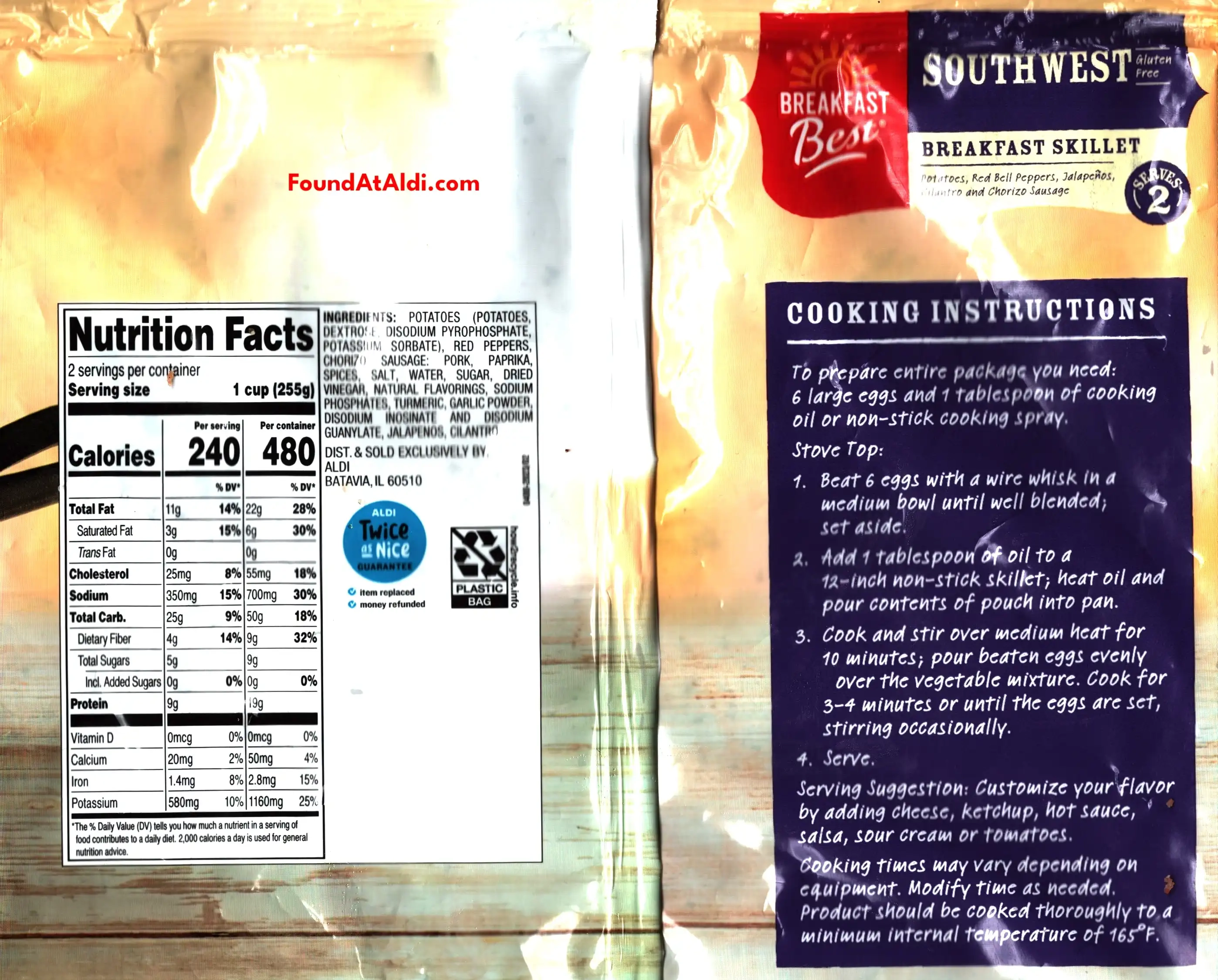 Potatoes, Red Bell Peppers, Jalapeñ»s, Cilantro and Chorizo Sausage Ingredients Nutrition Facts Cooking Directions