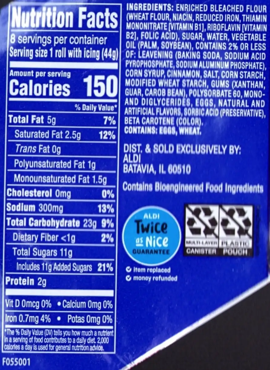 Bake House Cinnamon Rolls Nutrition Facts Ingredients