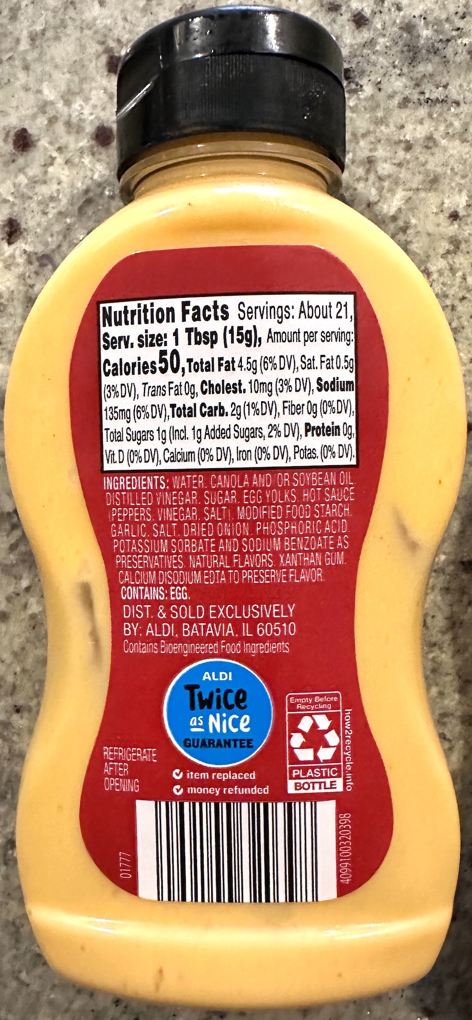 Burman's Sriracha Aioli Spread Nutrition Facts Ingredients