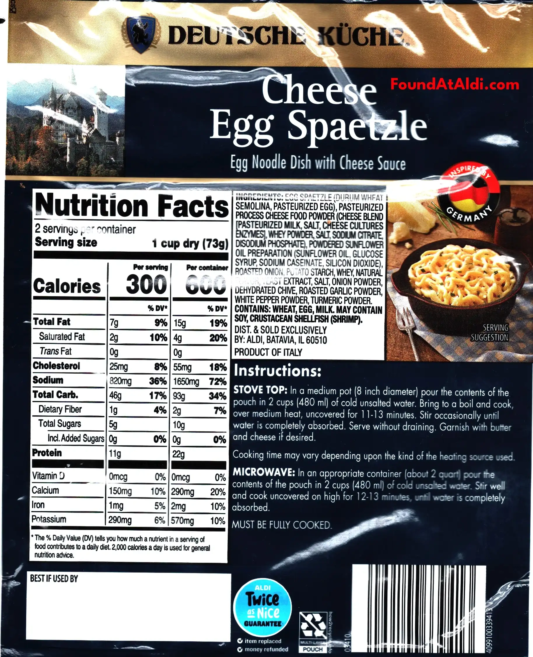 Deutsche Kuche Cheese Egg Spaetzle Ingredients Nutrition Facts Cooking Directions