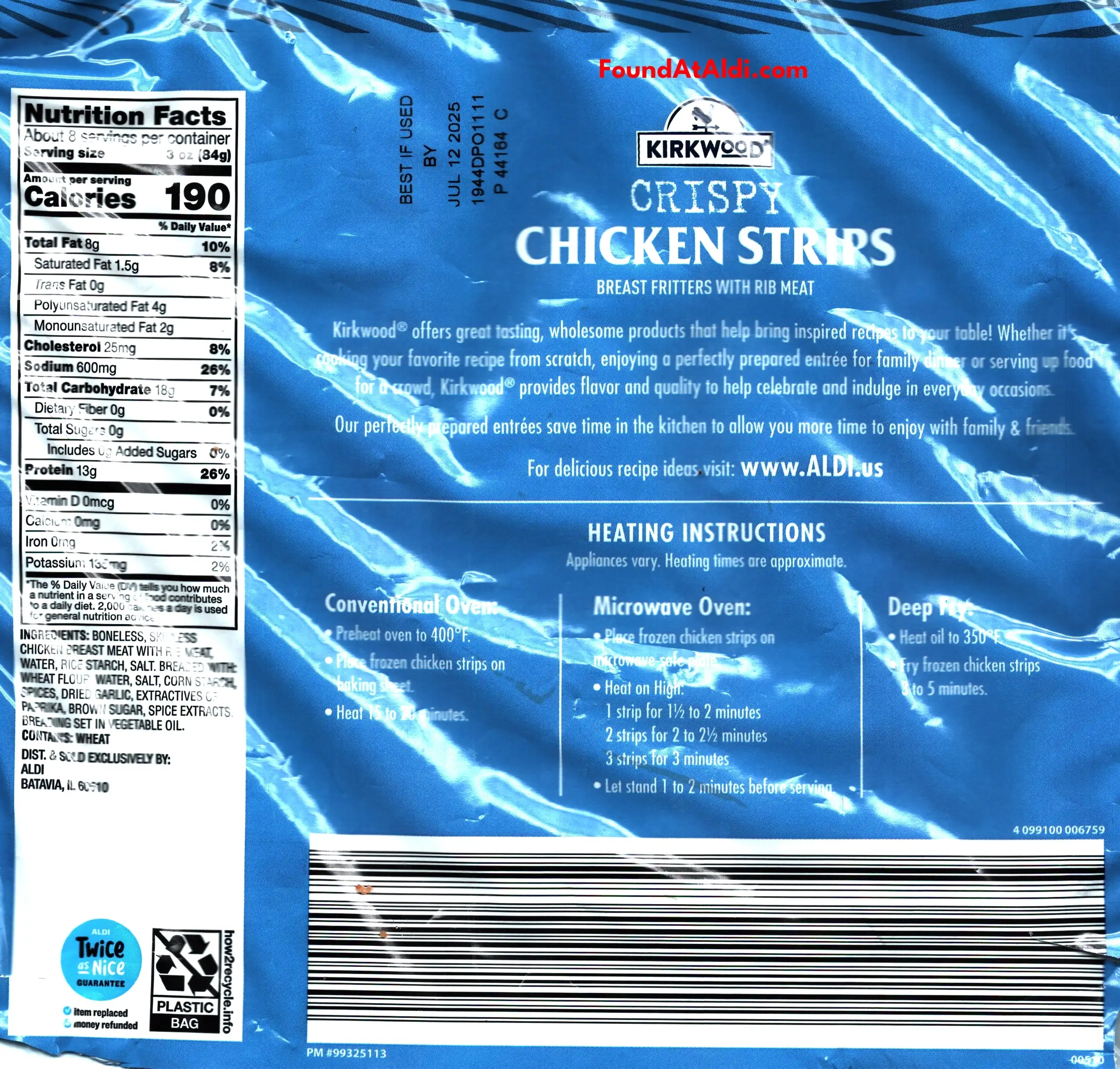 Kirkwood Crispy Chicken Strips Ingredients Nutrition Facts Cooking Directions