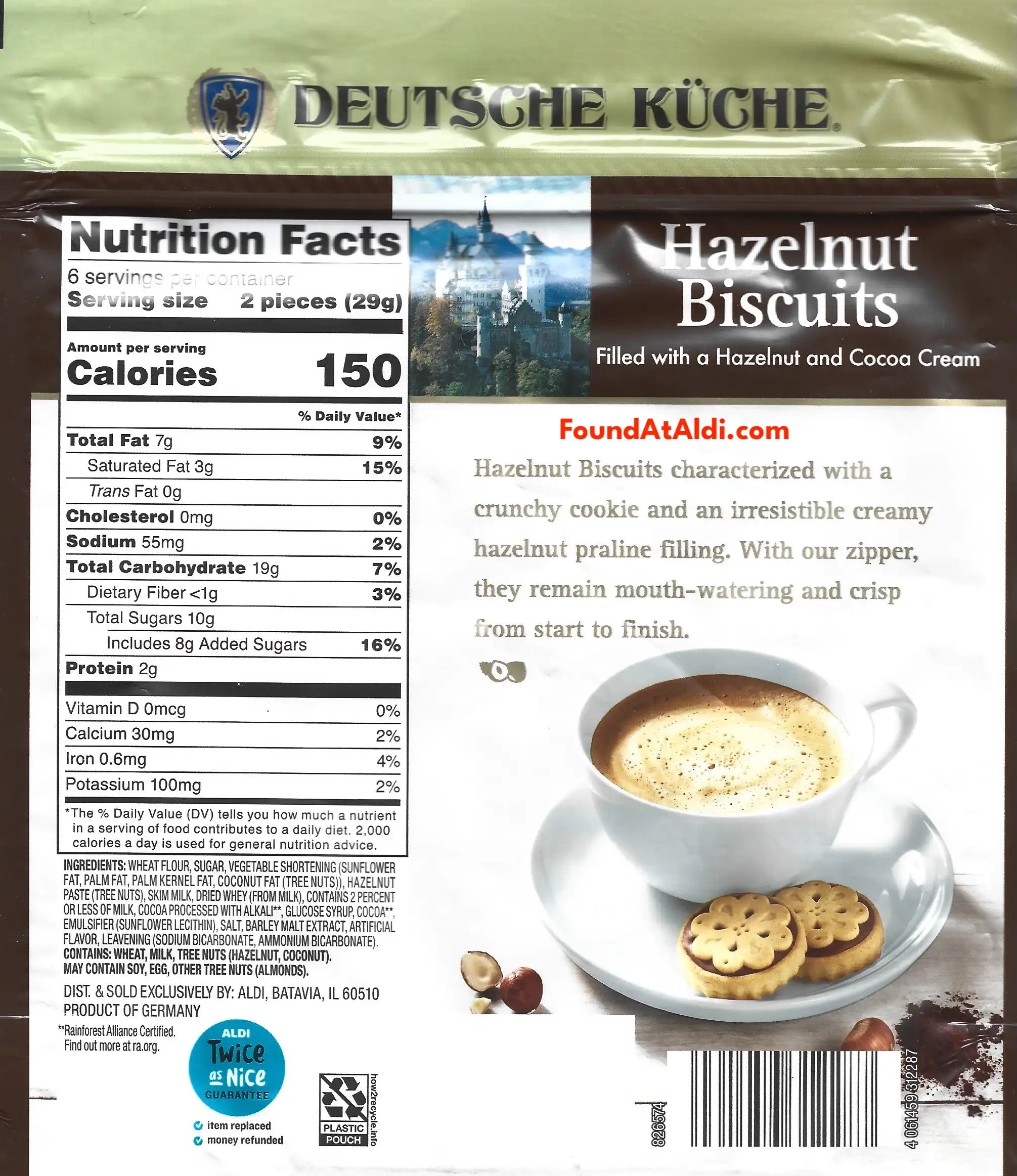 Deutsche Kuche Hazelnut Biscuits Ingredients Nutrition Facts