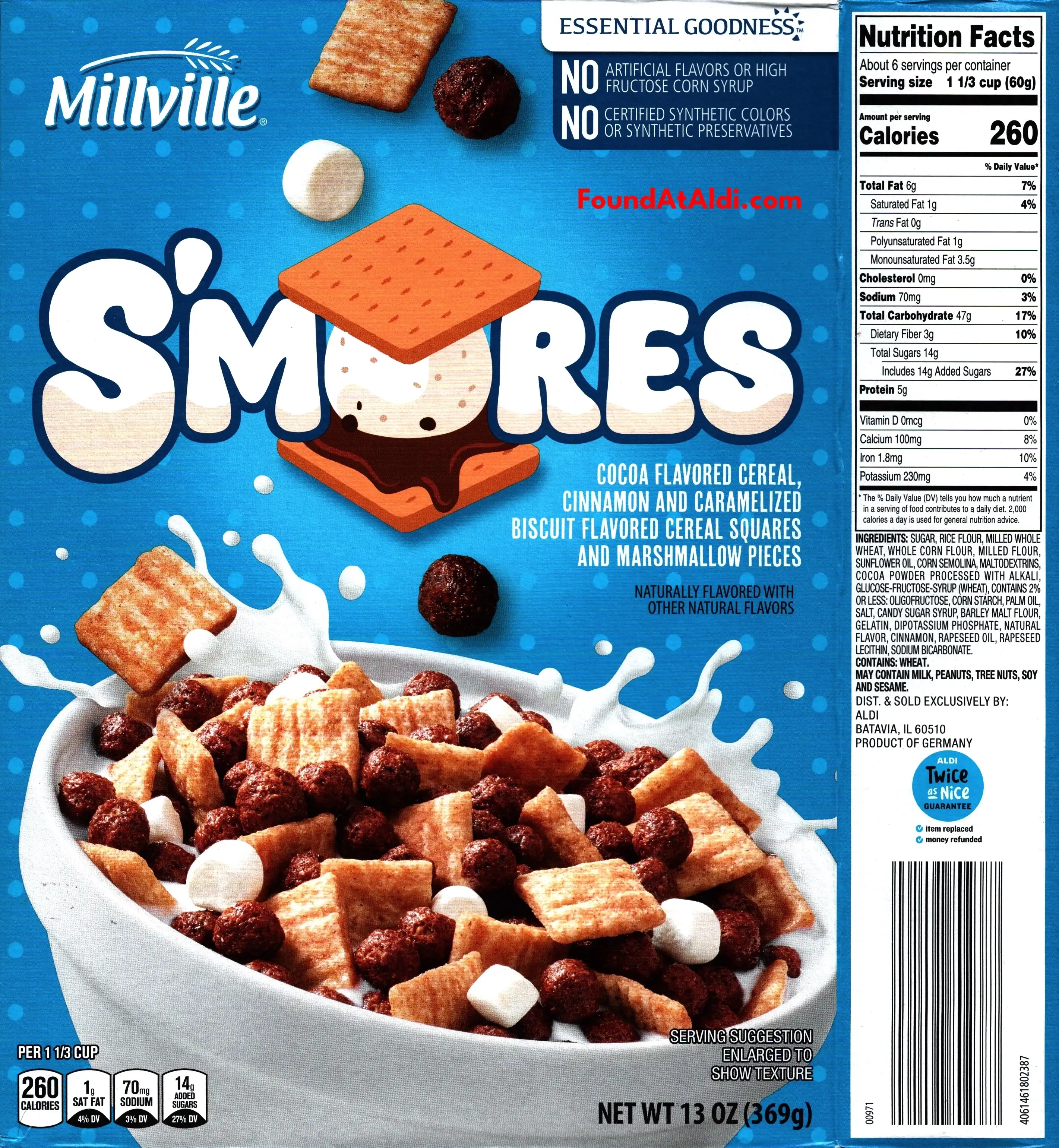 Millville Smores Cereal Ingredients Nutrition Facts