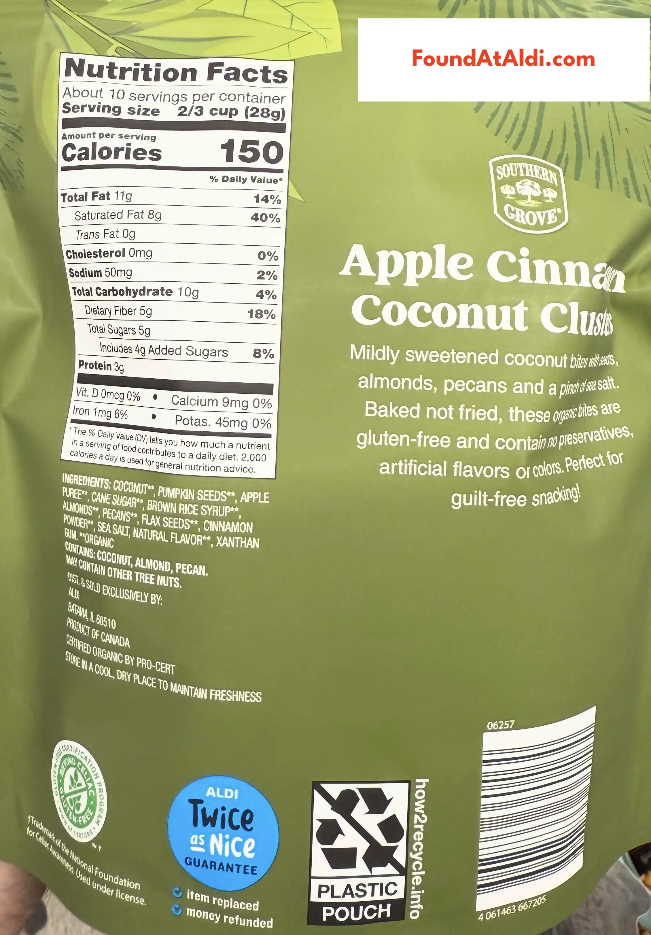 Southern Grove Apple Cinnamon Coconut Clusters Ingredients Nutrition Facts