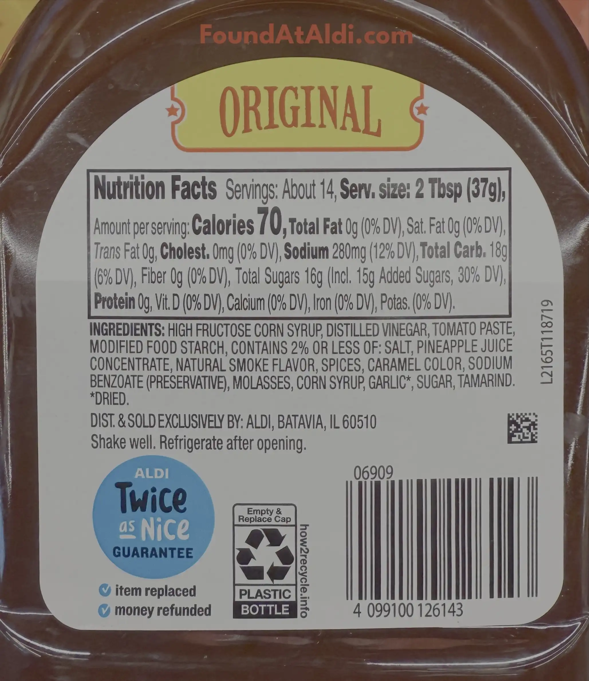 Burman's Original BBQ Barbecue Sauce Ingredients Nutrition Facts