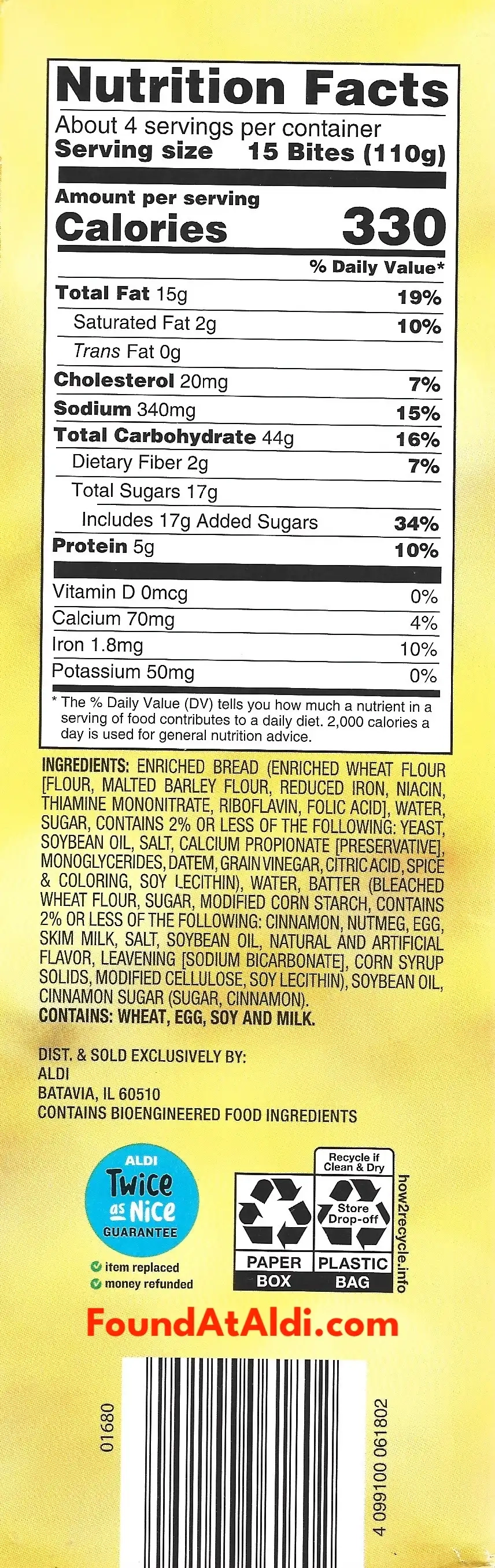 Breakfast Best French Toast Bites Ingredients Nutrition Facts