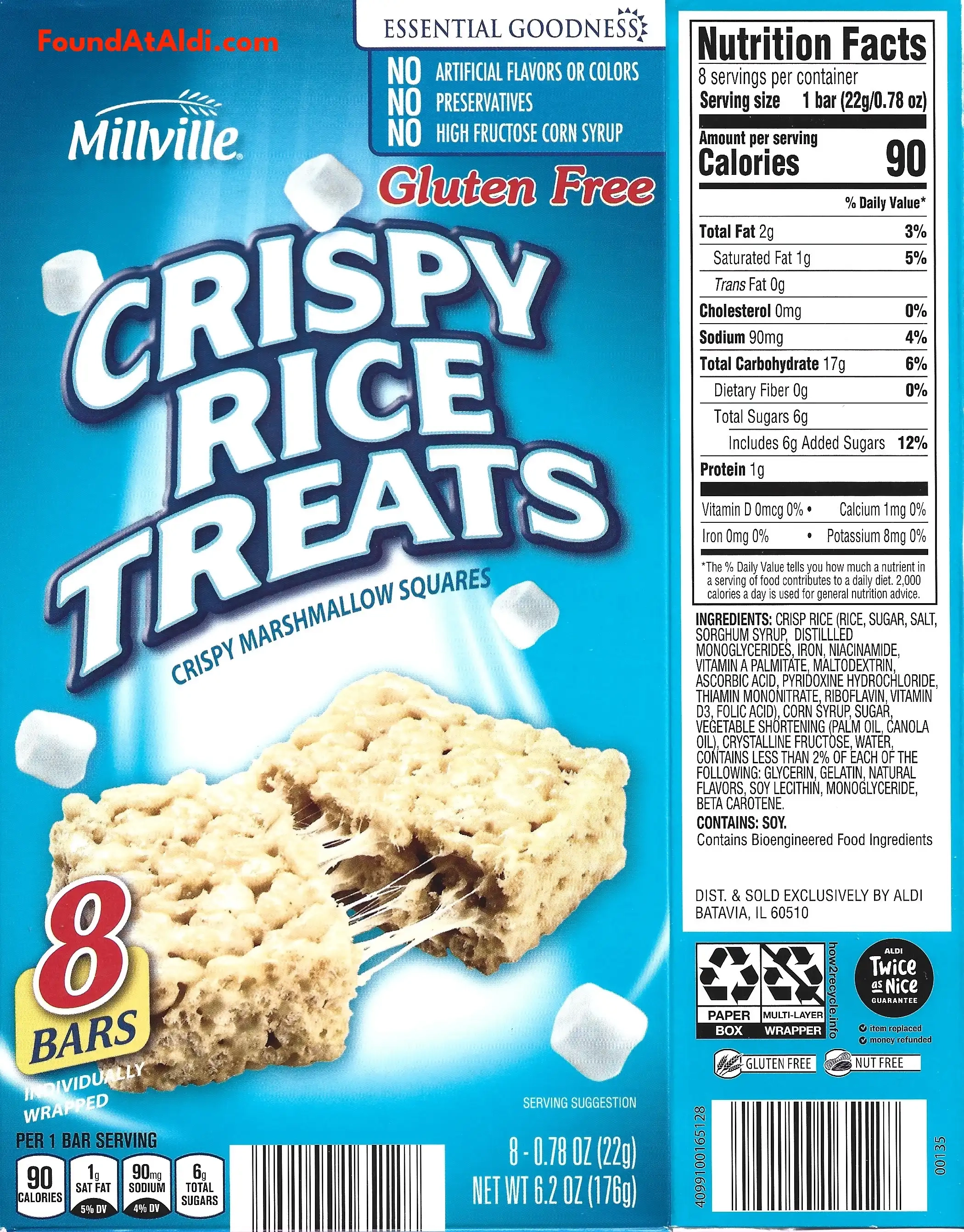 Millvill Crispy Rice Treats Ingredients Nutrition Facts