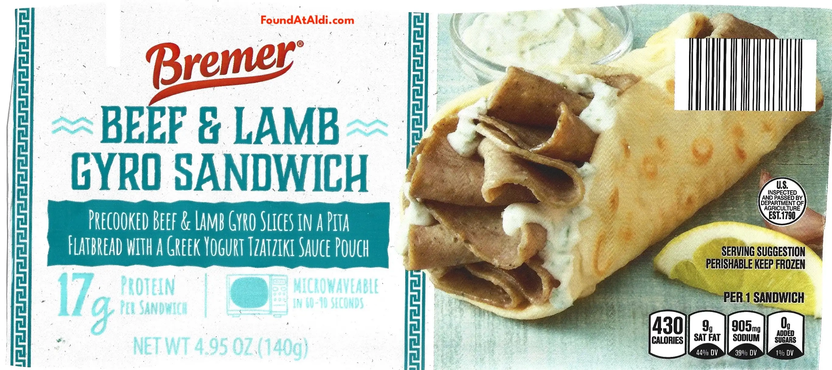 Bremer Beef & Lamb Gyro Sandwich