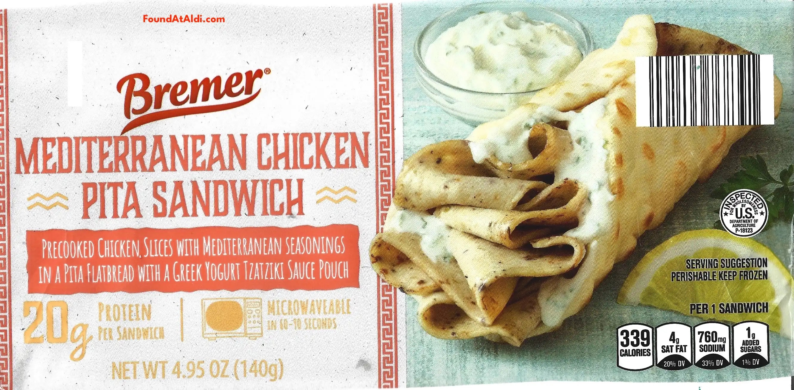 Bremer Mediterranean Chicken Pita Sandwich