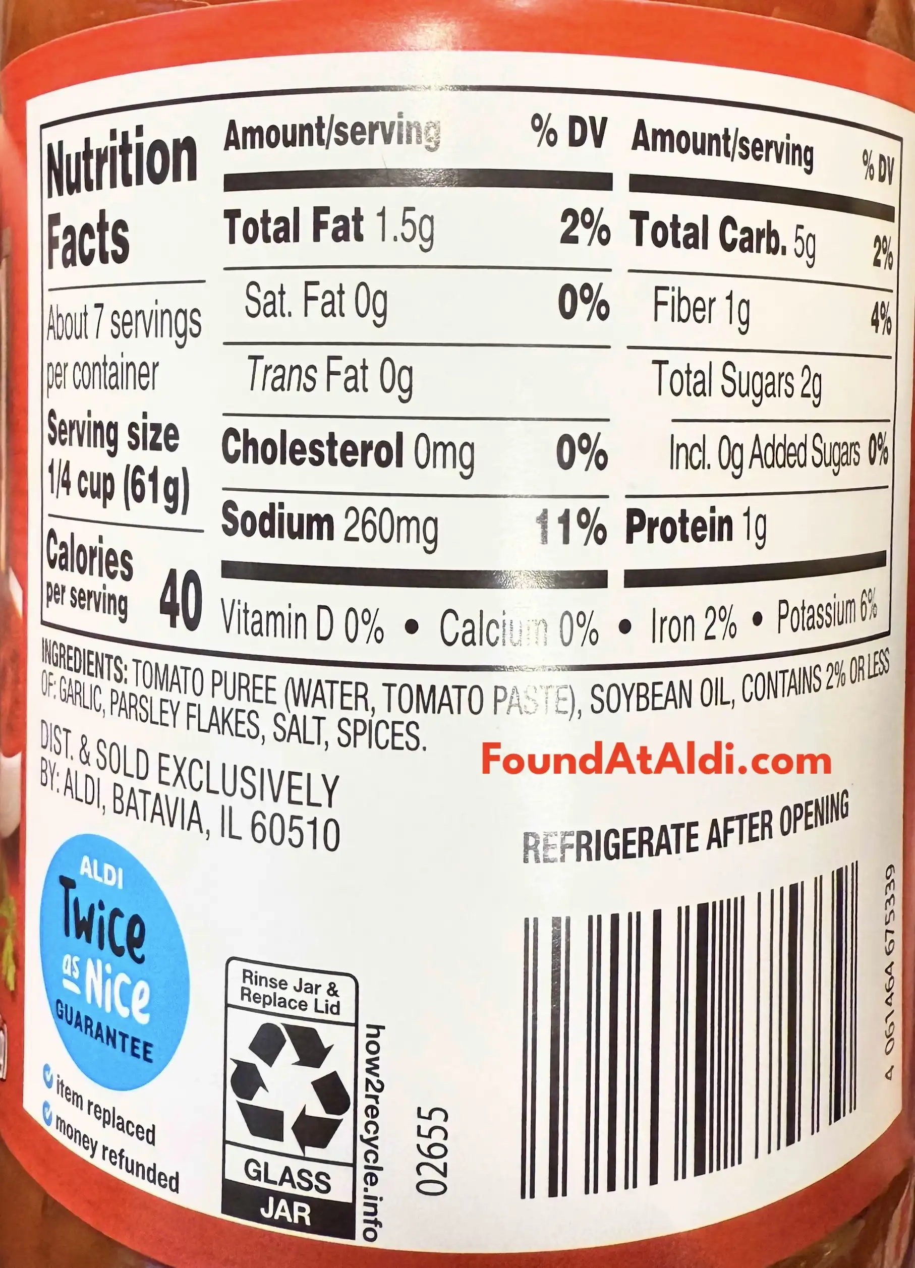 Reggano Pizza Sauce Ingredients Nutrition Facts