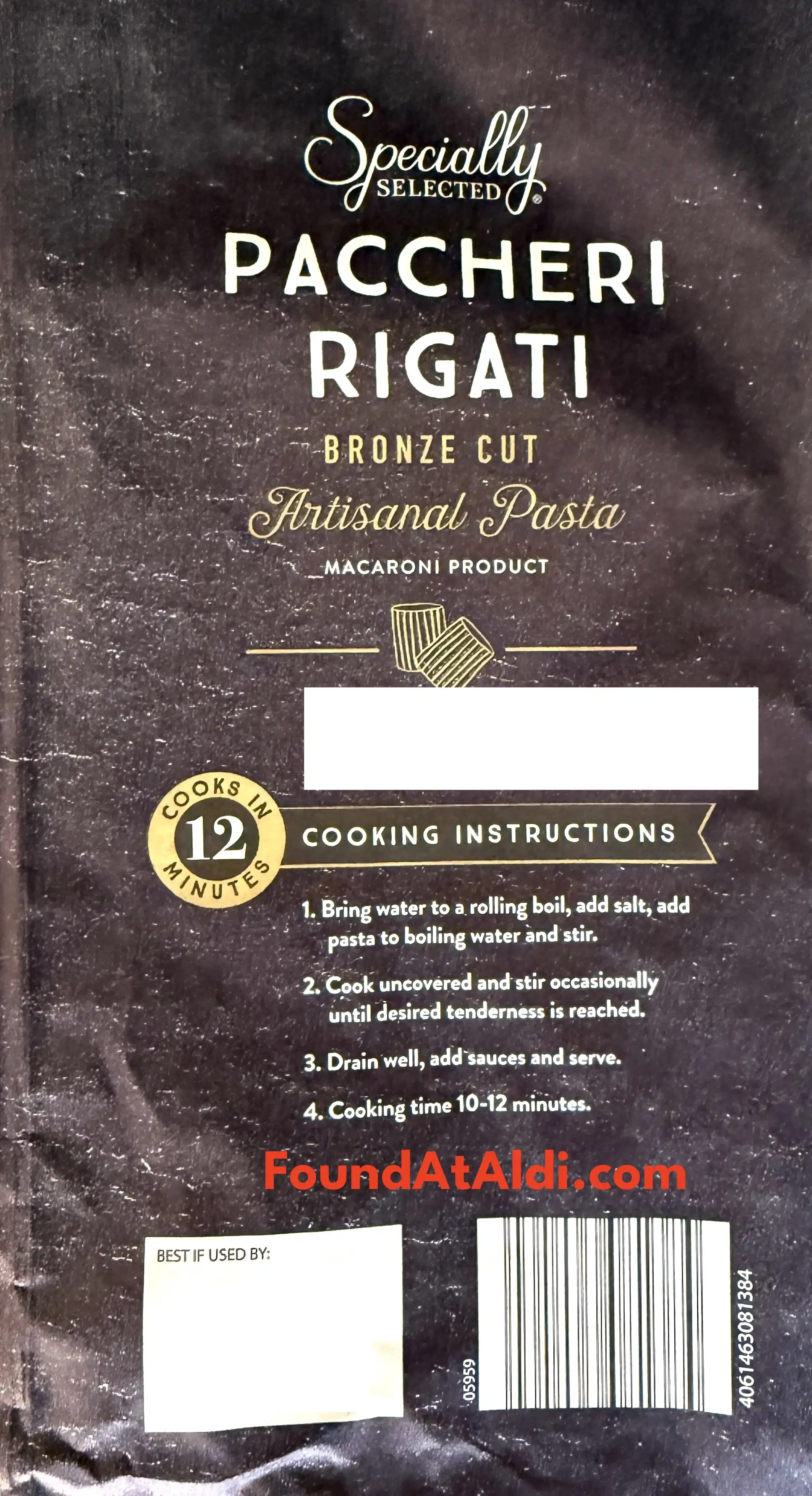 Specially Selected Paccheri Rigati Cooking Directions