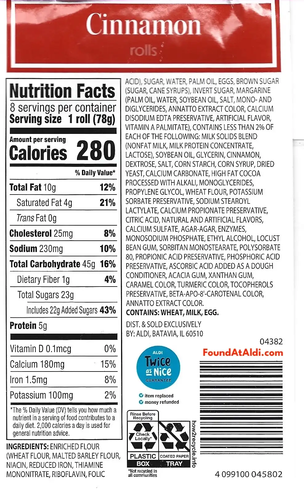 Bake Shop Bakery Cinnamon Rolls Ingredients Nutrition Facts