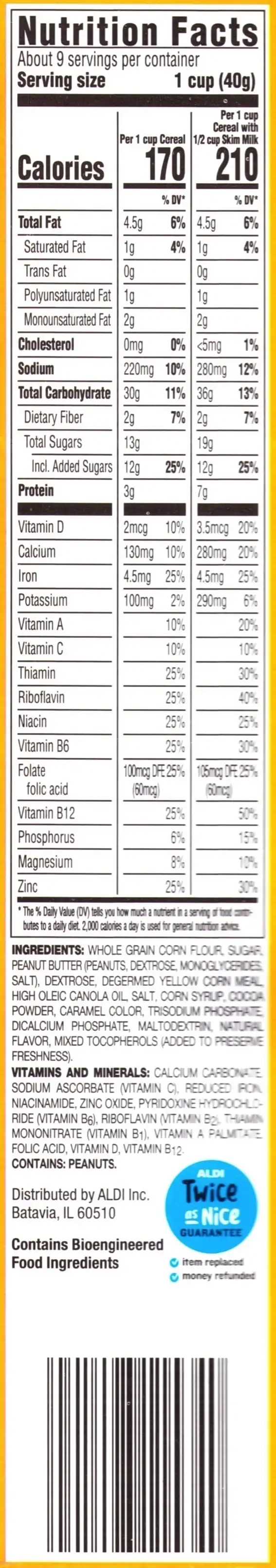 Millville Cocoa Peanut Butter Puffs Nutrition Facts Ingredients