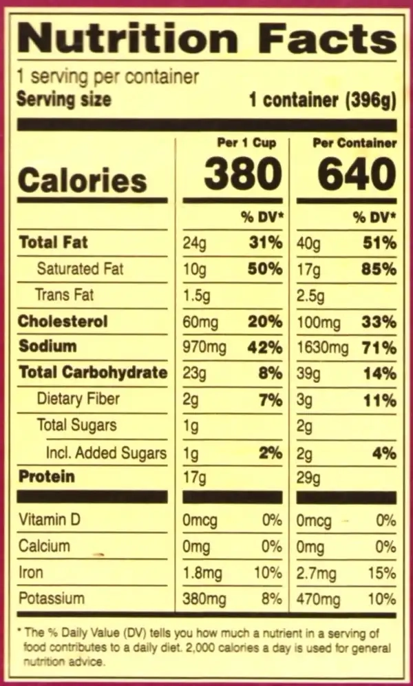 Brookdale Corned Beef Hash Homestyle Nutrition Facts