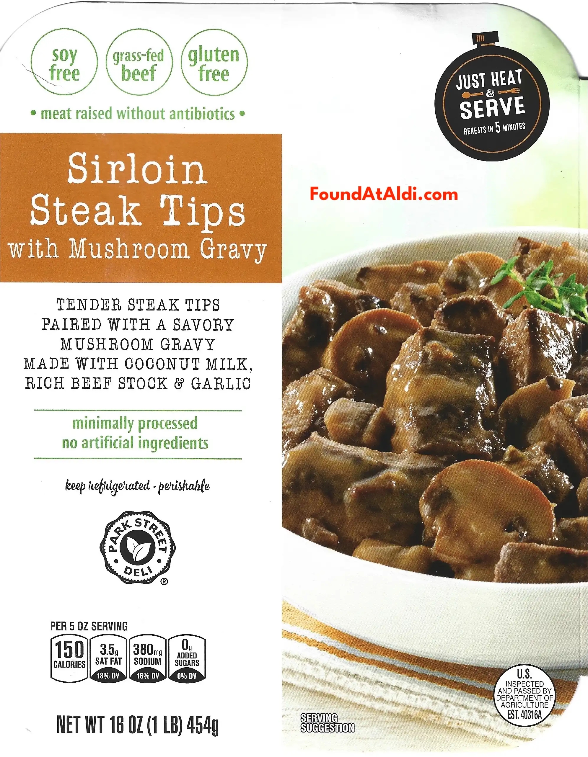 Park Street Deli Sirloin Steak Tips With Mushroom Gravy