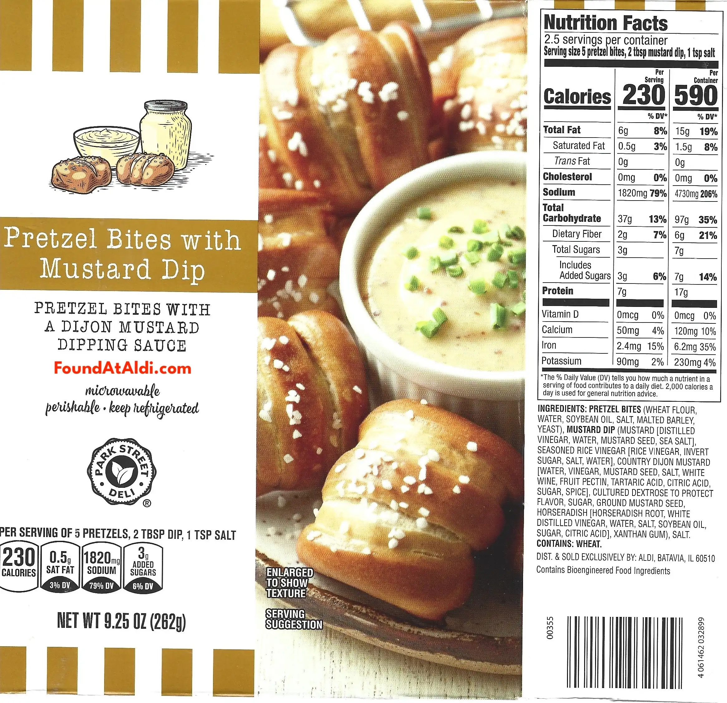 Park Street Deli Pretzel Bites With Mustard Dip Ingredients Nutrition Facts