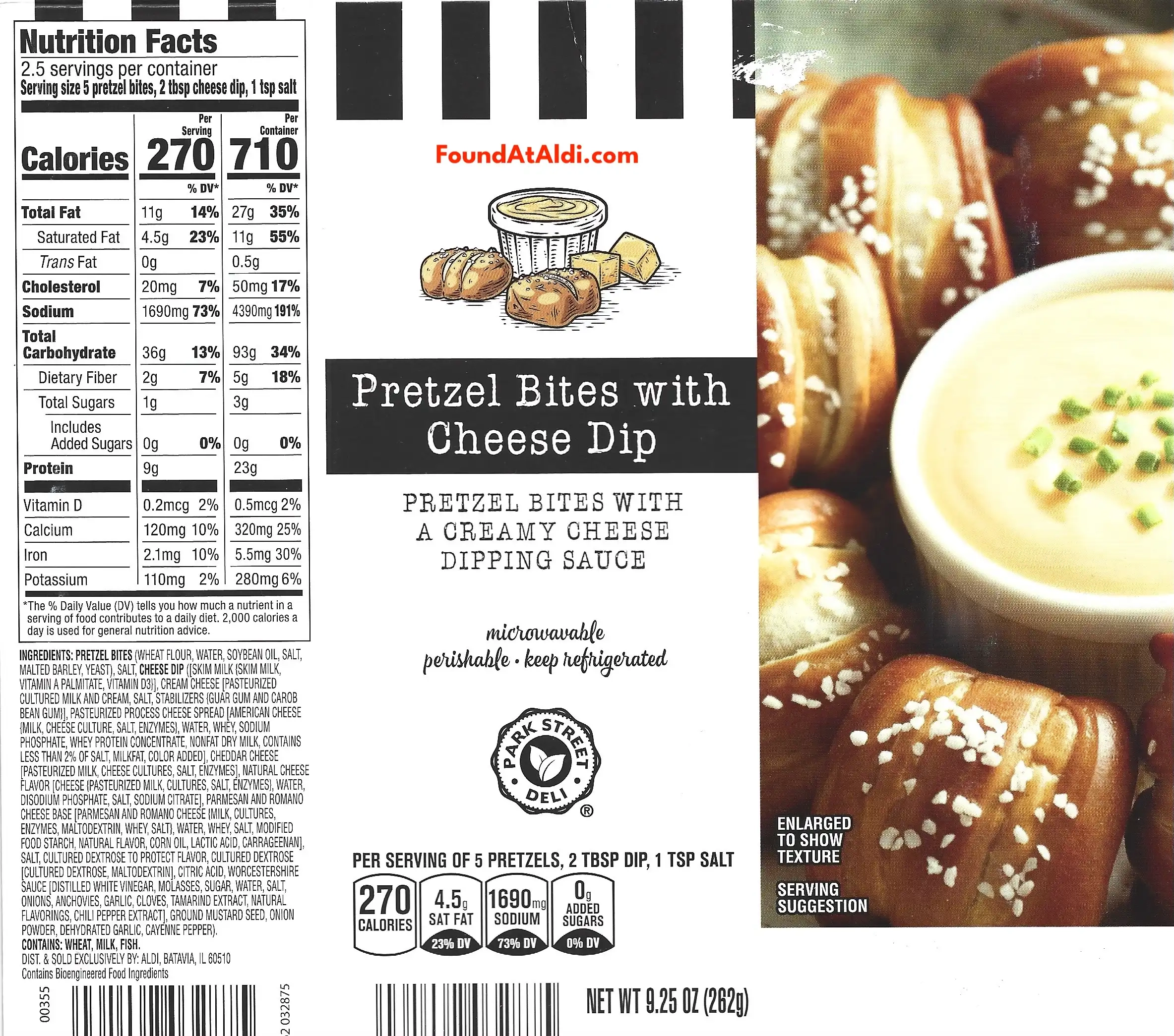 Park Street Deli Pretzel Bites With Cheese Dip Ingredients Nutrition Facts