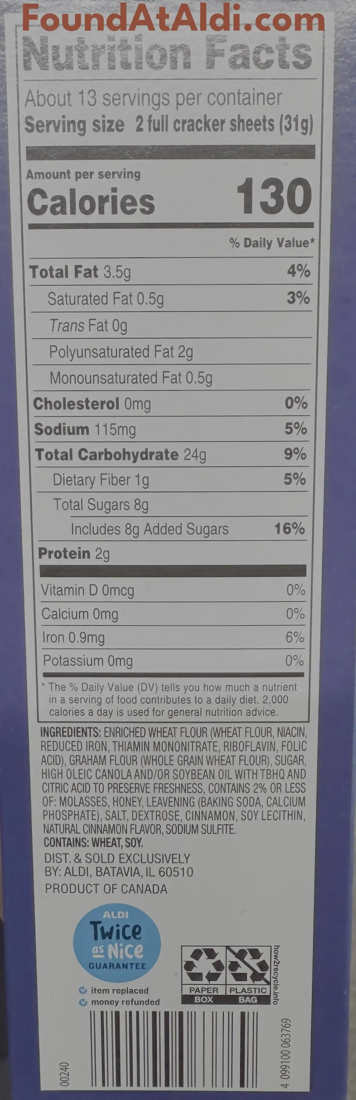 Benton's Cinnamon Graham Crackers Ingredients Nutrition Facts