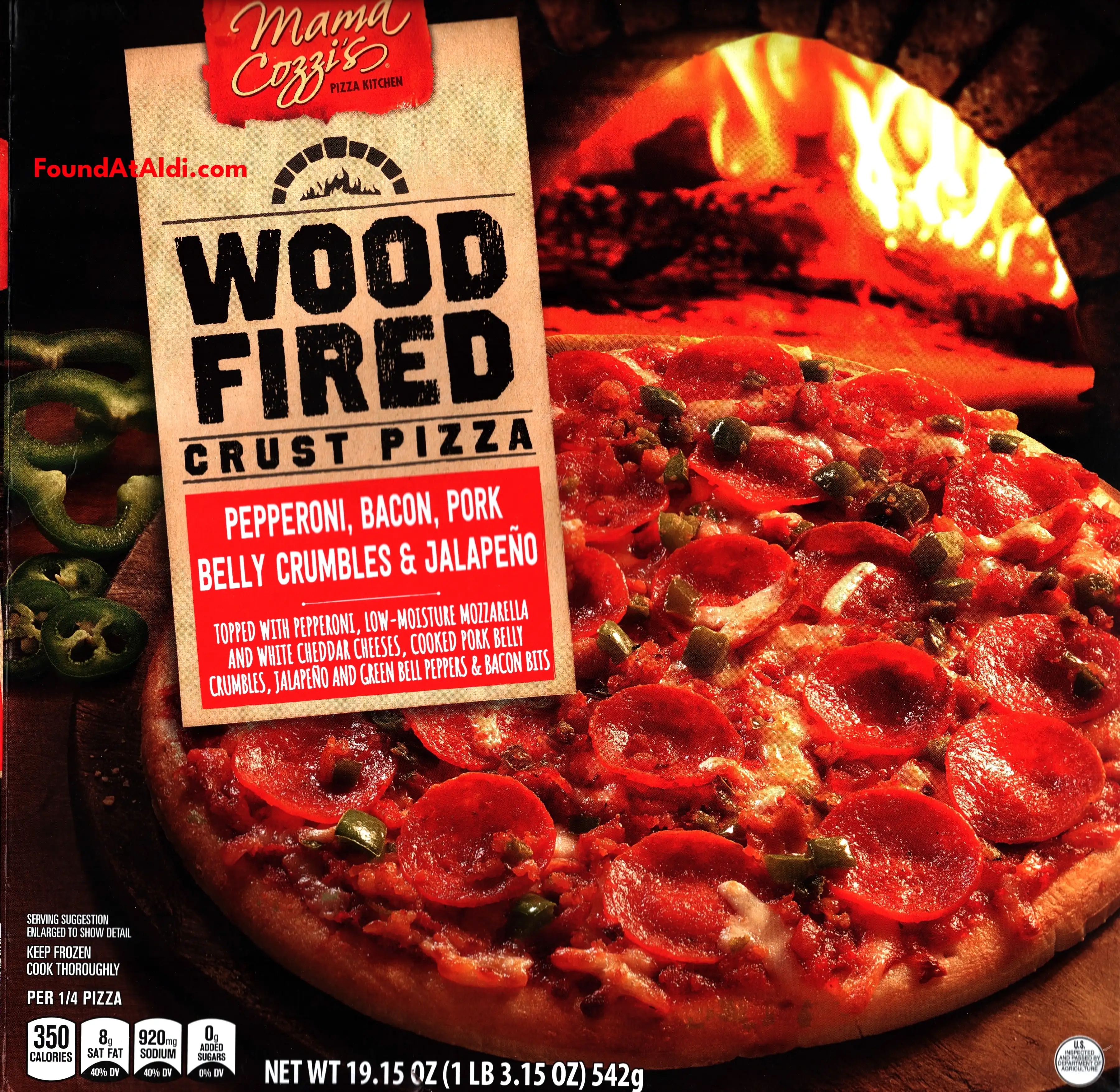 Mama Cozzi's Wood Fired Crust Pizza Pepperoni Bacon Pork Belly Crumbles & Jalapeno