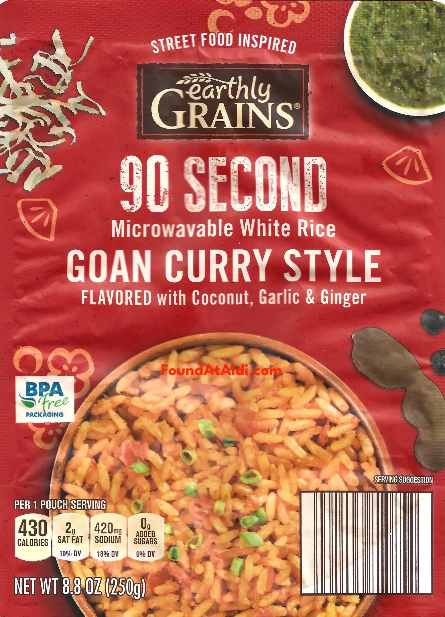 Earthly Grains 90 Second Microwavable White Rice Goan Curry Style