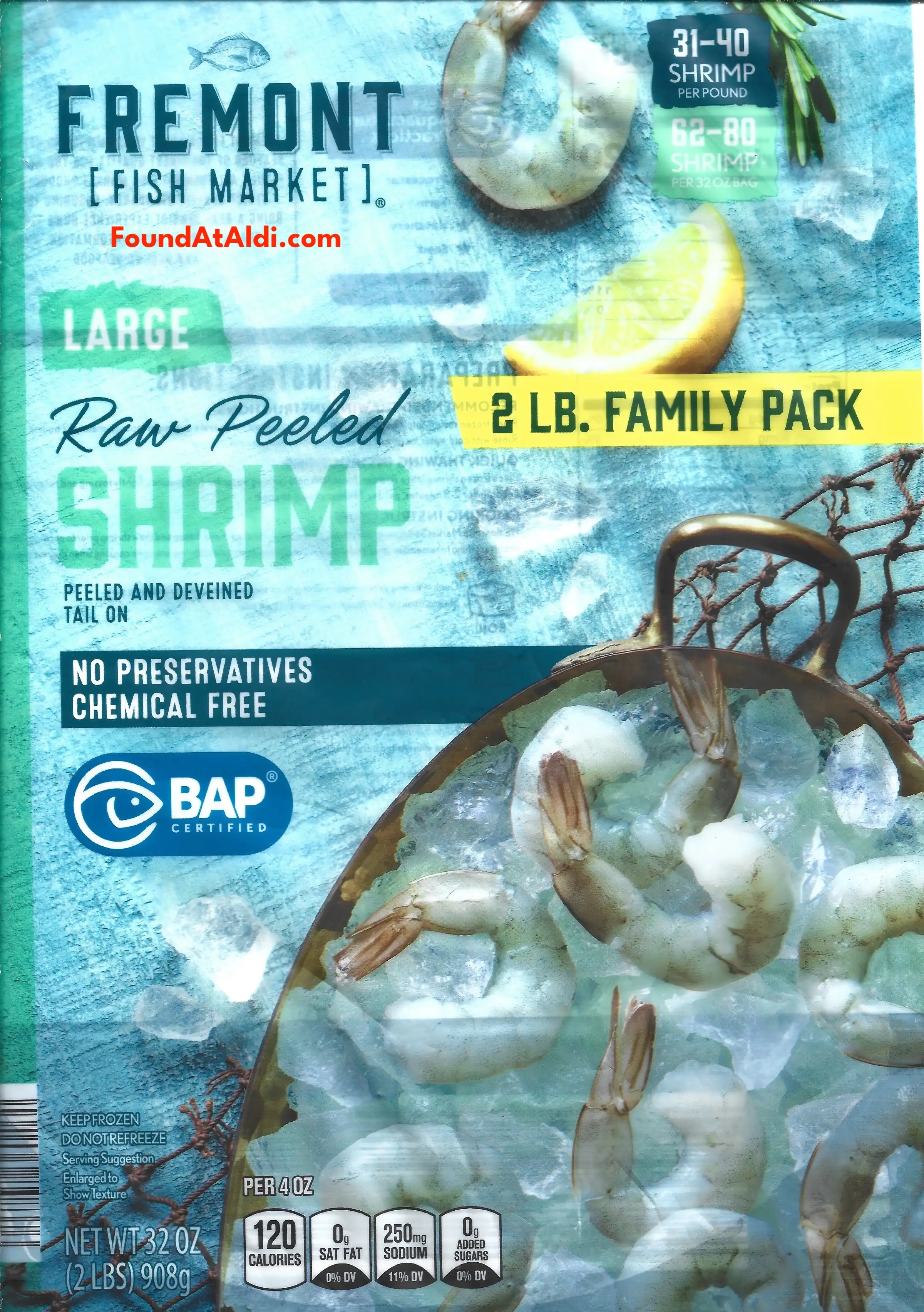 Fremont Fish Market Large Raw Peeled Shrimp 2 LB Family Pack