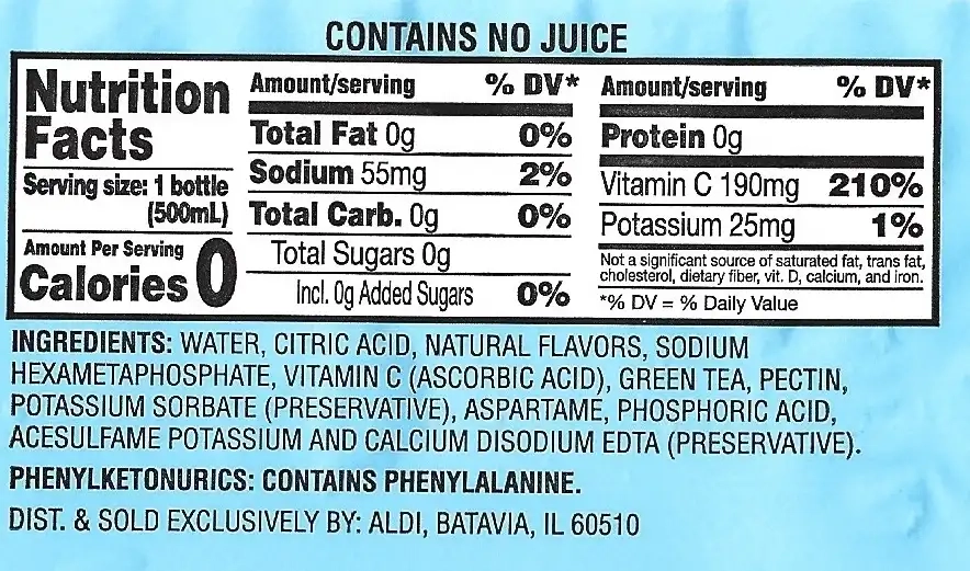 Benner Tea Co Diet Green Tea Citrus Nutrition Facts Ingredients