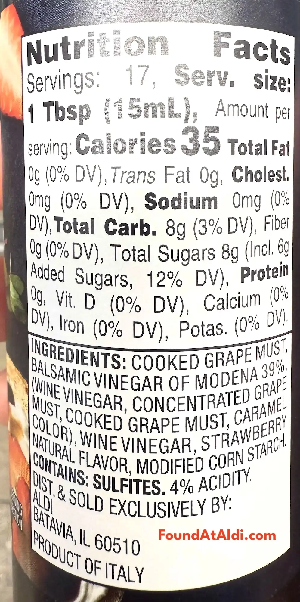 Specially Selected Glaze With Strawberry & Balsamic Vinegar Of Modena Ingredients Nutrition Facts