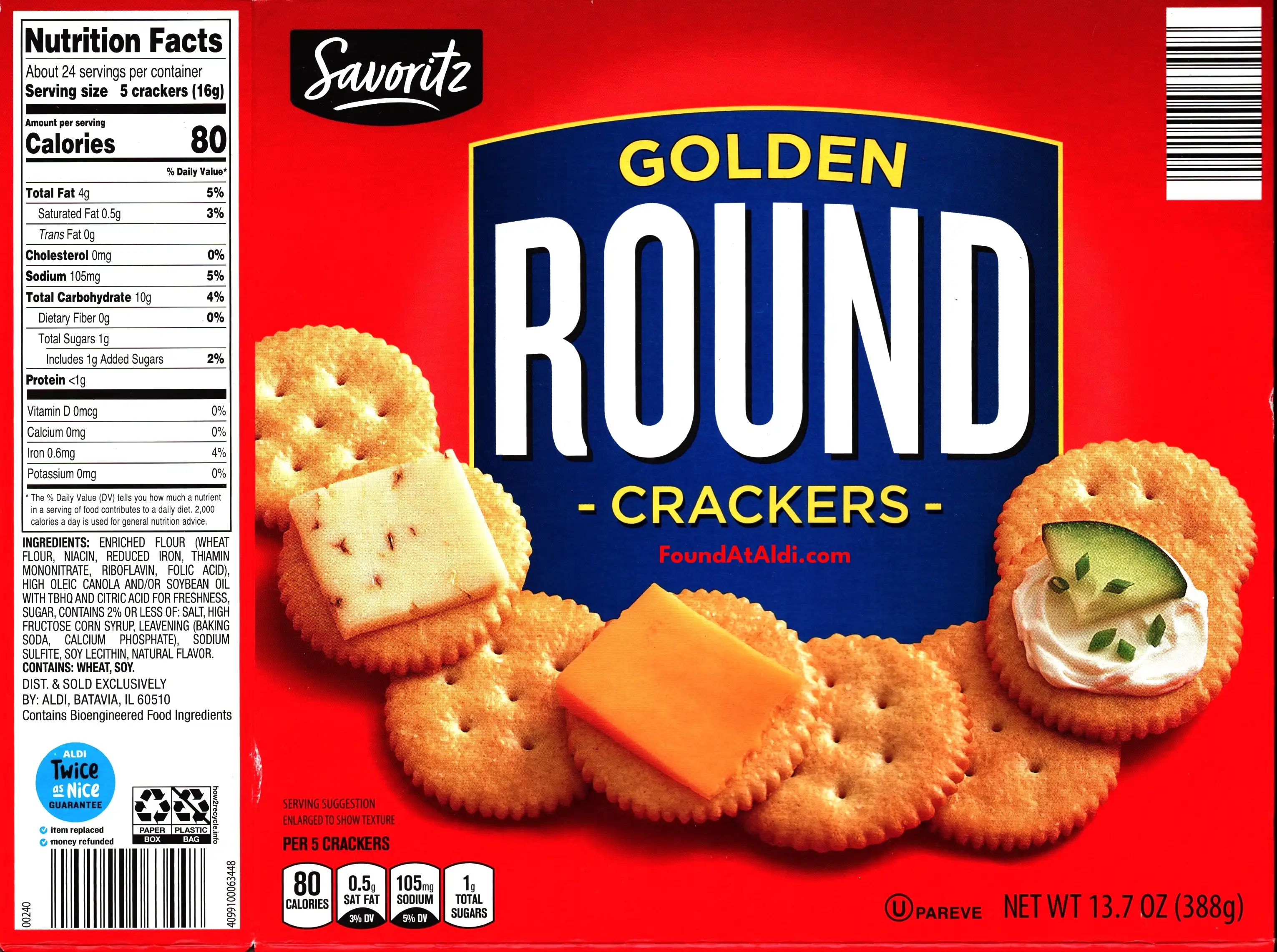 Savoritz Golden Round Crackers Ingredients Nutrition Facts