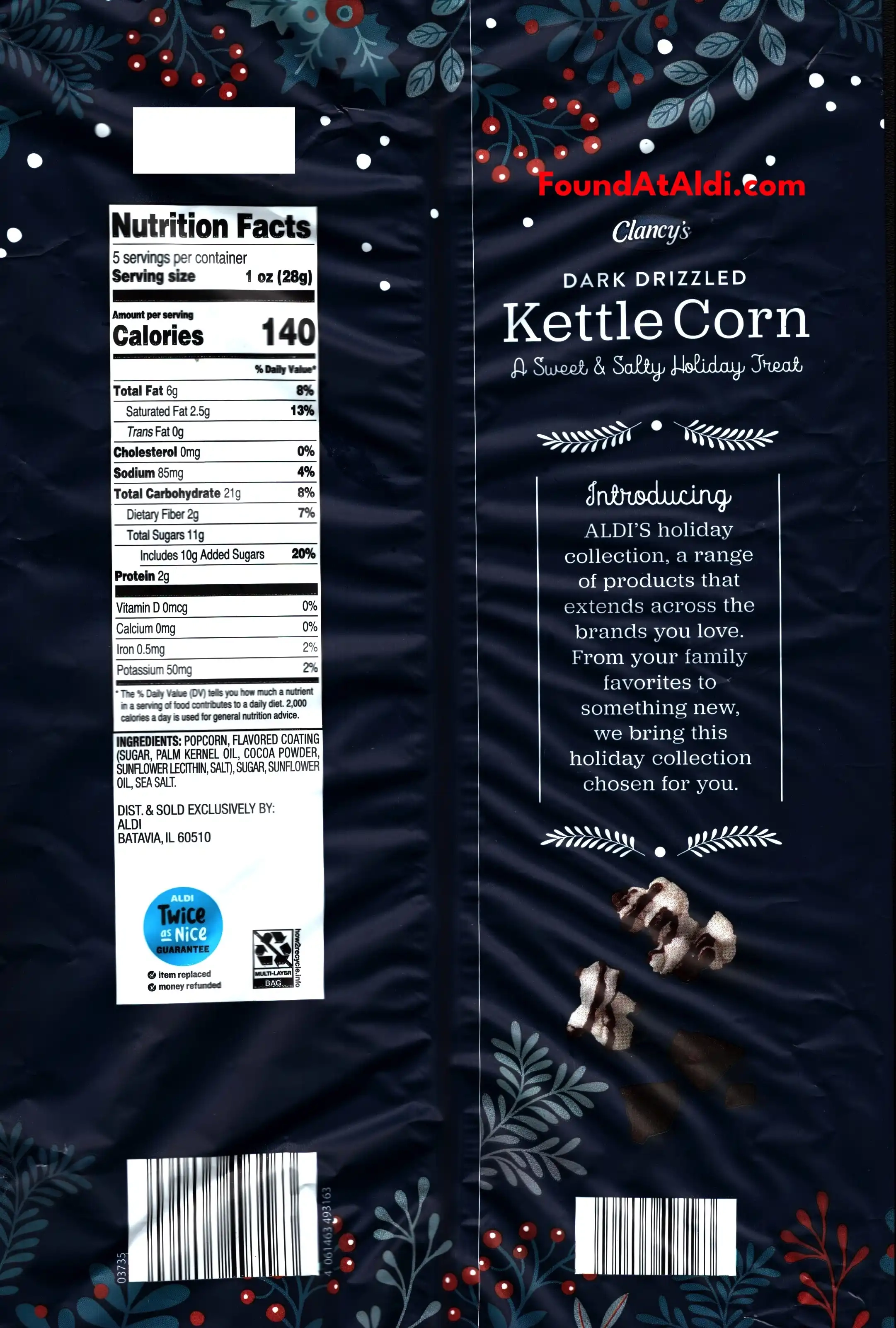 Clancy's Dark Drizzled Kettle Corn Ingredients Nutrition Facts