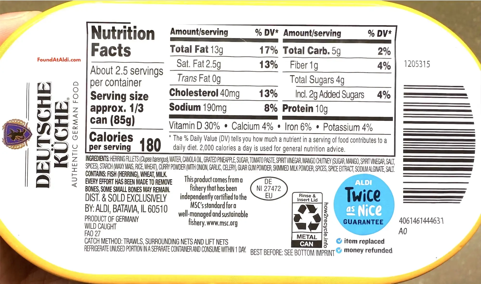 Deutsche Kuche Herring Fillets Ingredients Nutrition Facts