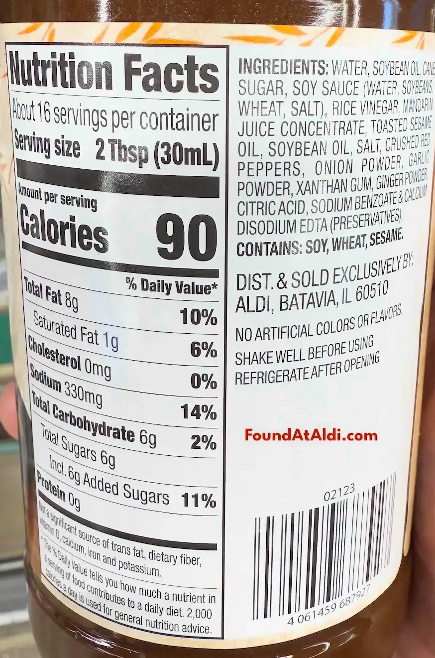 Tuscan Garden Restaurant Style Asian Sesame Dressing Ingredients Nutrition Facts