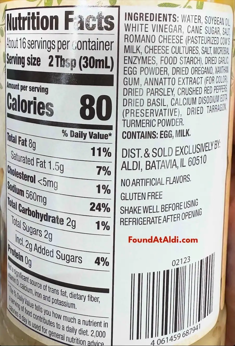 Tuscan Garden Restaurant Style Italian Dressing Ingredients Nutrition Facts