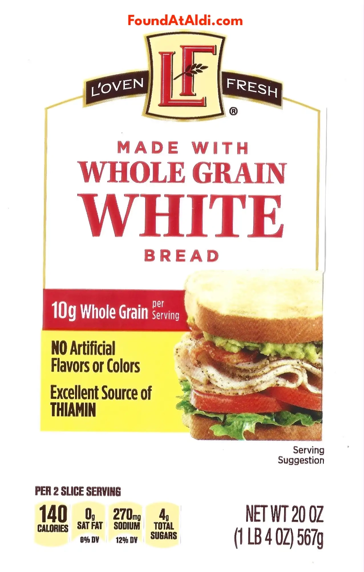 L'oven Fresh Whole Grain White Bread