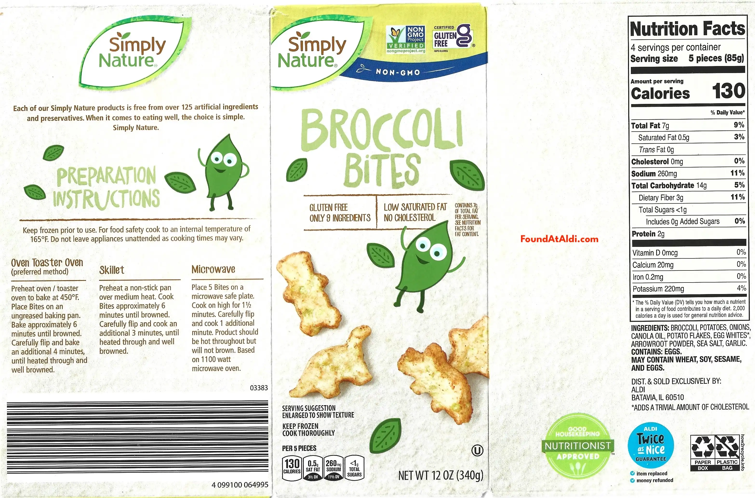 Simply Nature Broccoli Bites Ingredients Nutrition Facts Cooking Directions