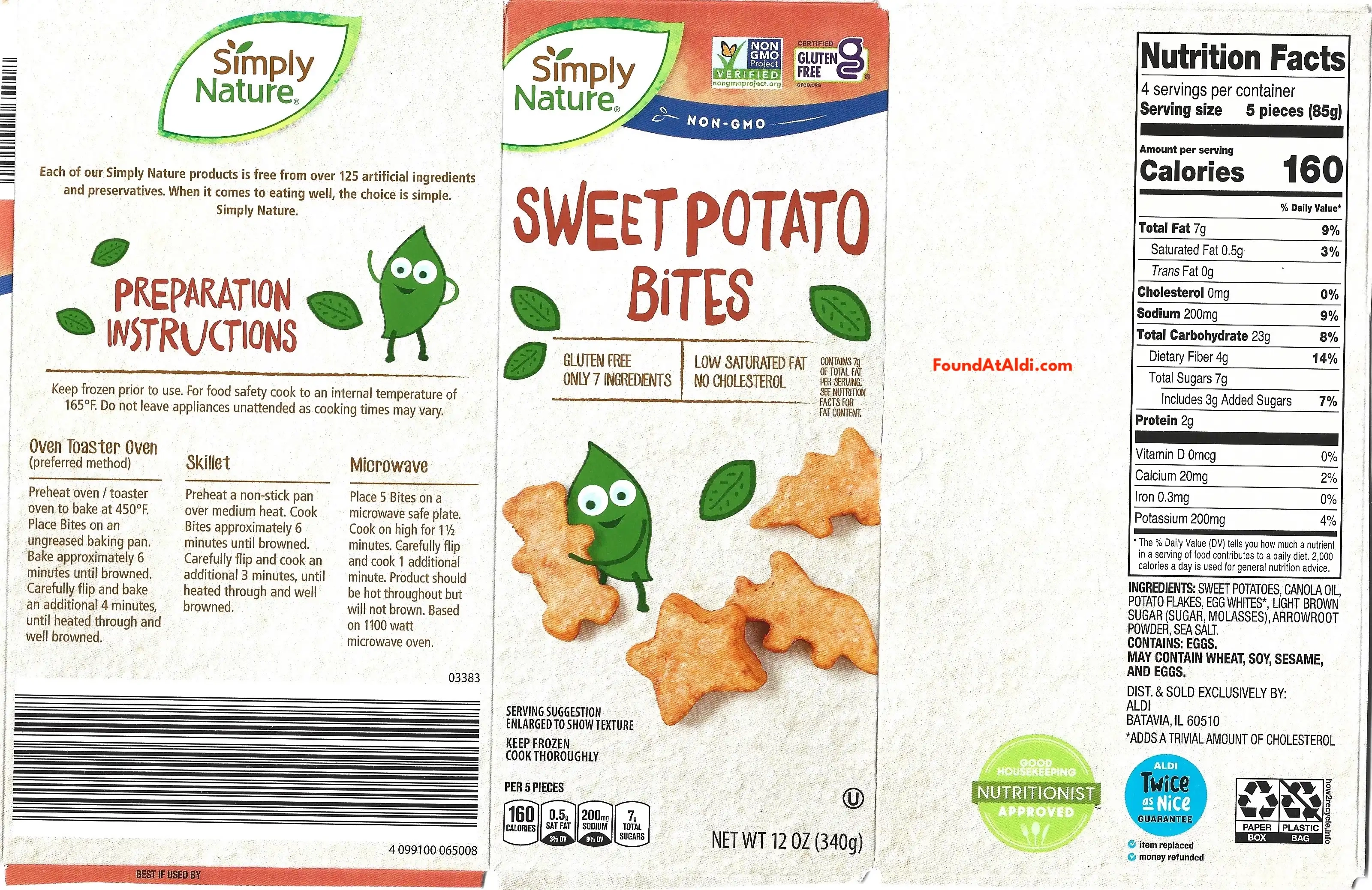 Simply Nature Sweet Potato Bites Ingredients Nutrition Facts Cooking Directions